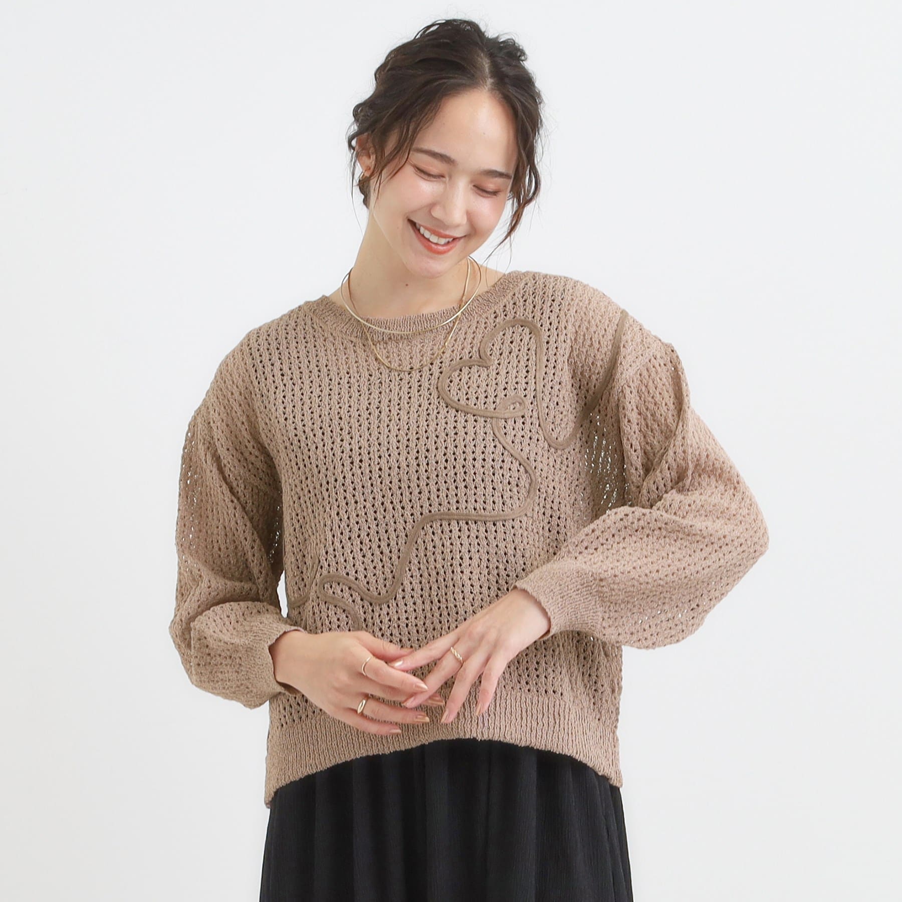 キューティーブロンド Cutie Blonde コード刺繍アソートメッシュカーディガン （ブラック(019)） ブラック(019)