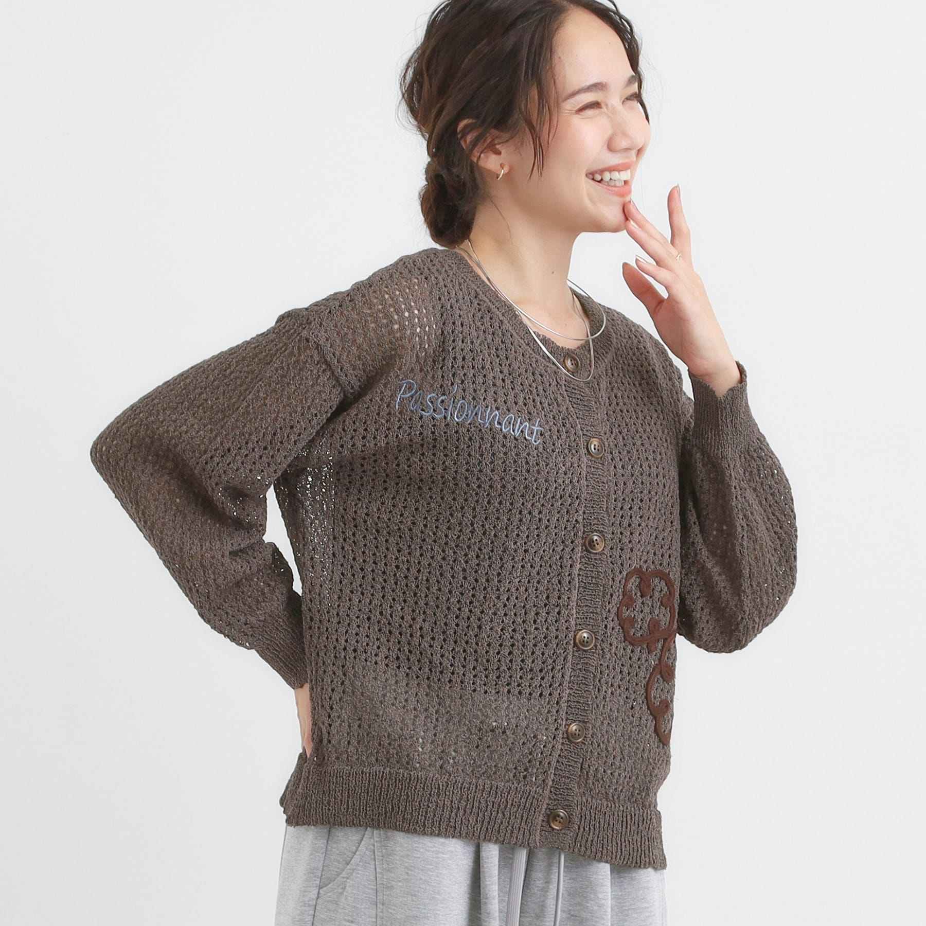 キューティーブロンド Cutie Blonde コード刺繍アソートメッシュカーディガン （ブラウン(144)） ブラウン(144)