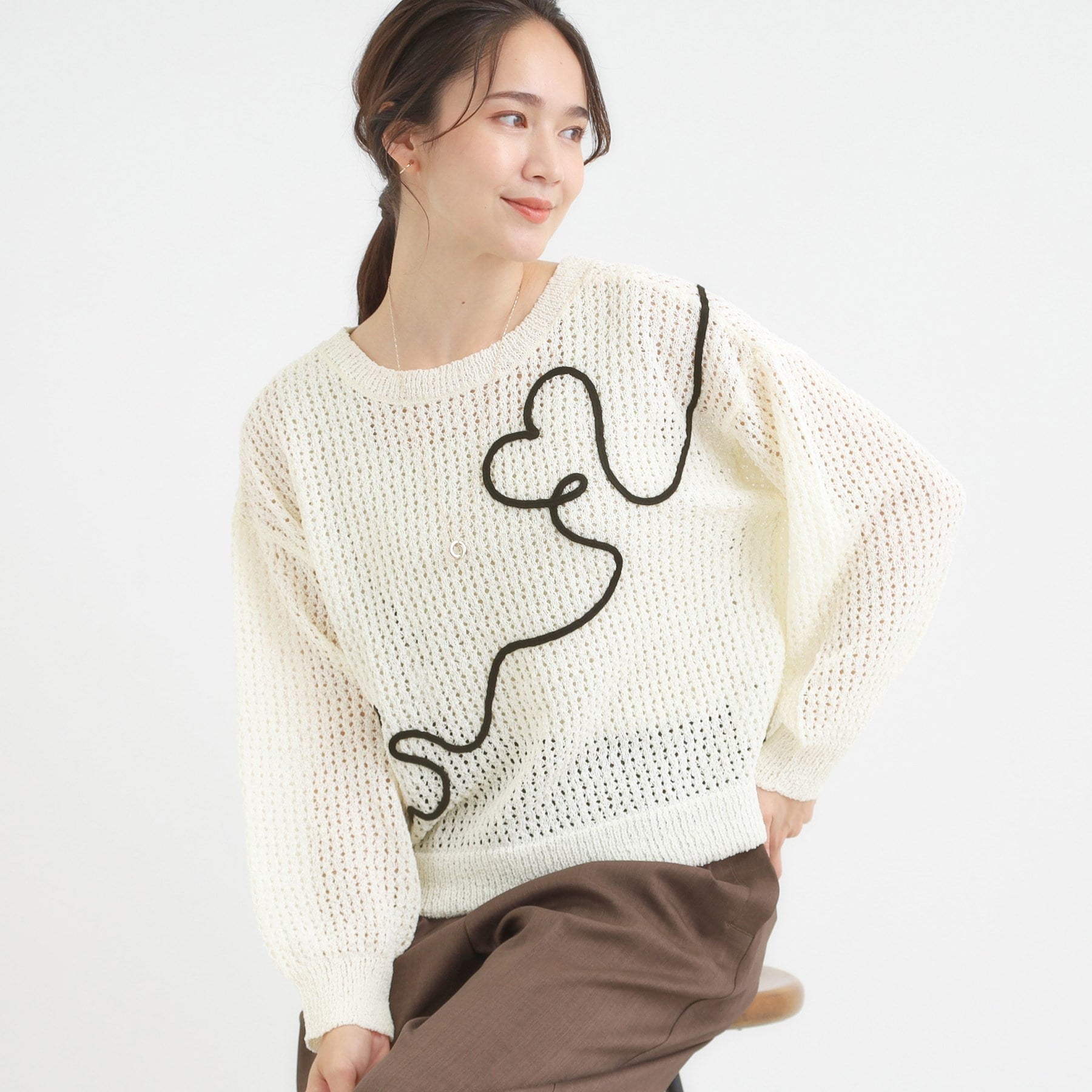 キューティーブロンド Cutie Blonde コード刺繍アソートメッシュカーディガン （オフホワイト(003)） オフホワイト(003)