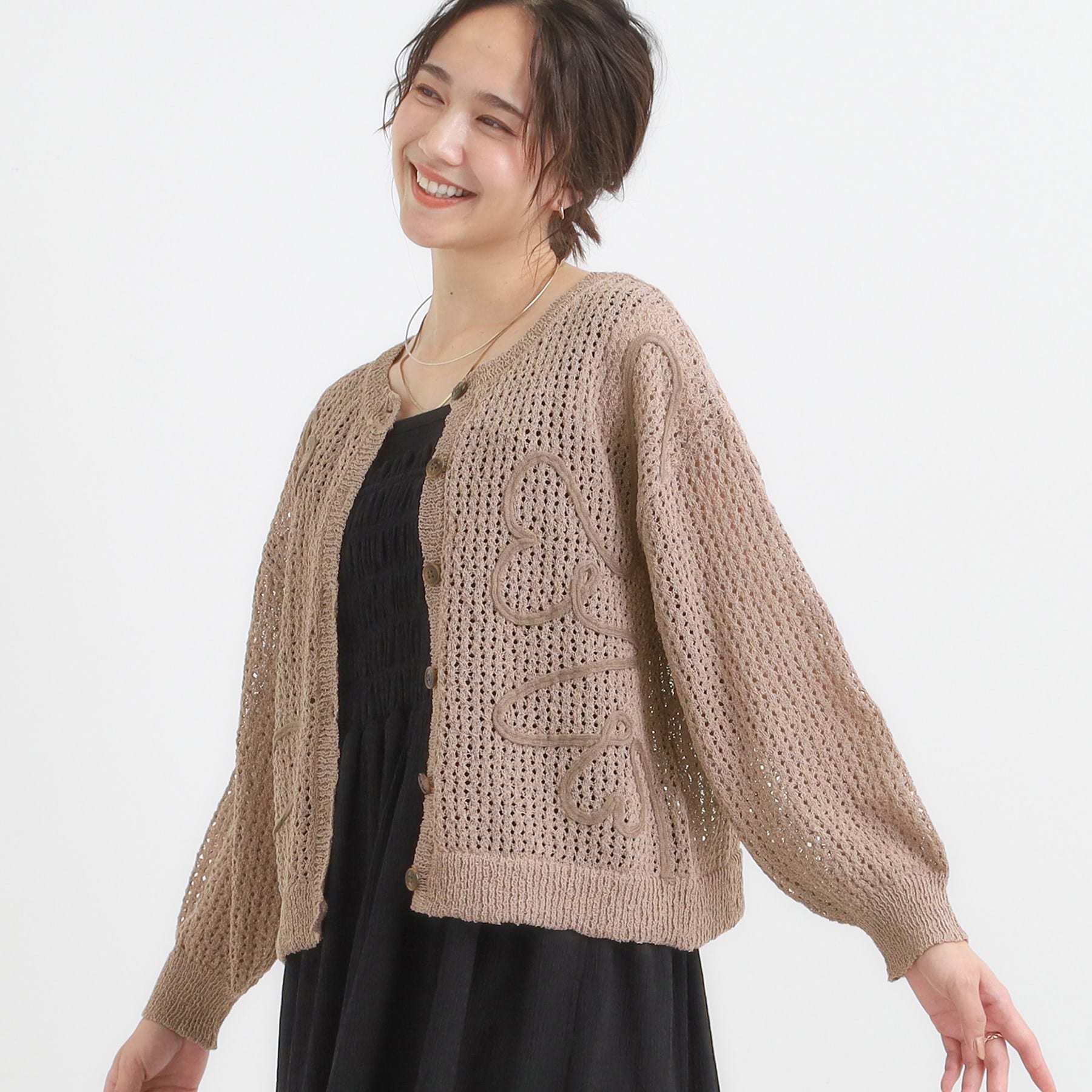 キューティーブロンド Cutie Blonde コード刺繍アソートメッシュカーディガン （ベージュ(052)） ベージュ(052)