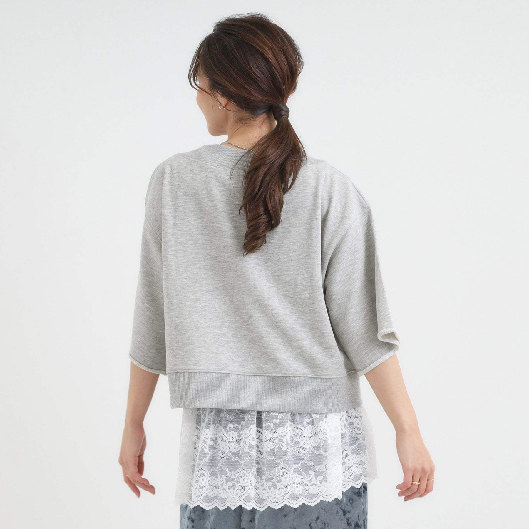 キューティーブロンド Cutie Blonde 【2点セット】ハーフスリーブミニ裏毛プルオーバー＆レースタンクトップSET （ブラウン(043)） ブラウン(043)