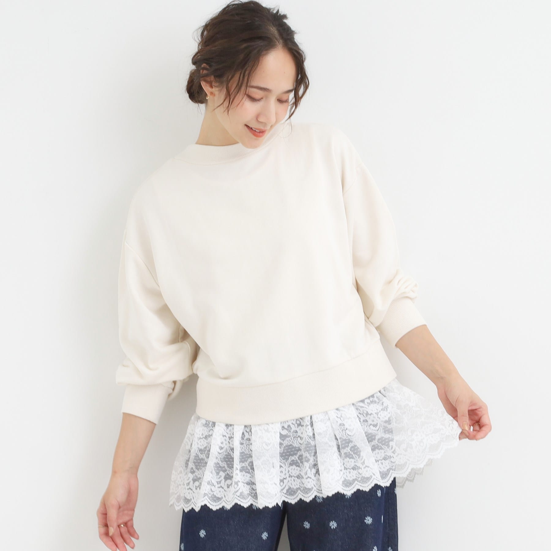 キューティーブロンド Cutie Blonde 【2点セット】ハーフスリーブミニ裏毛プルオーバー＆レースタンクトップSET （ブラウン(043)） ブラウン(043)