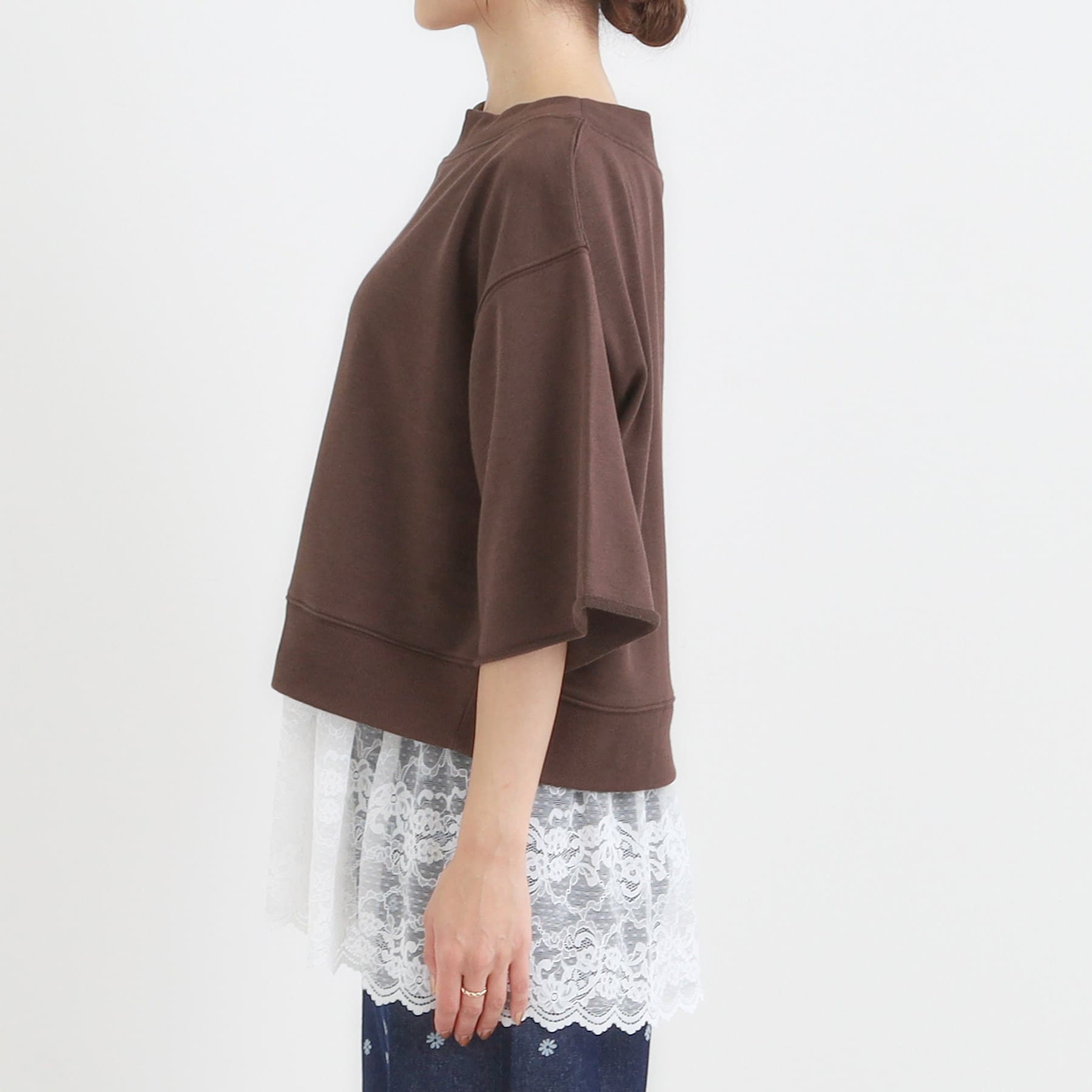 キューティーブロンド Cutie Blonde 【2点セット】ハーフスリーブミニ裏毛プルオーバー＆レースタンクトップSET （ブラウン(043)） ブラウン(043)