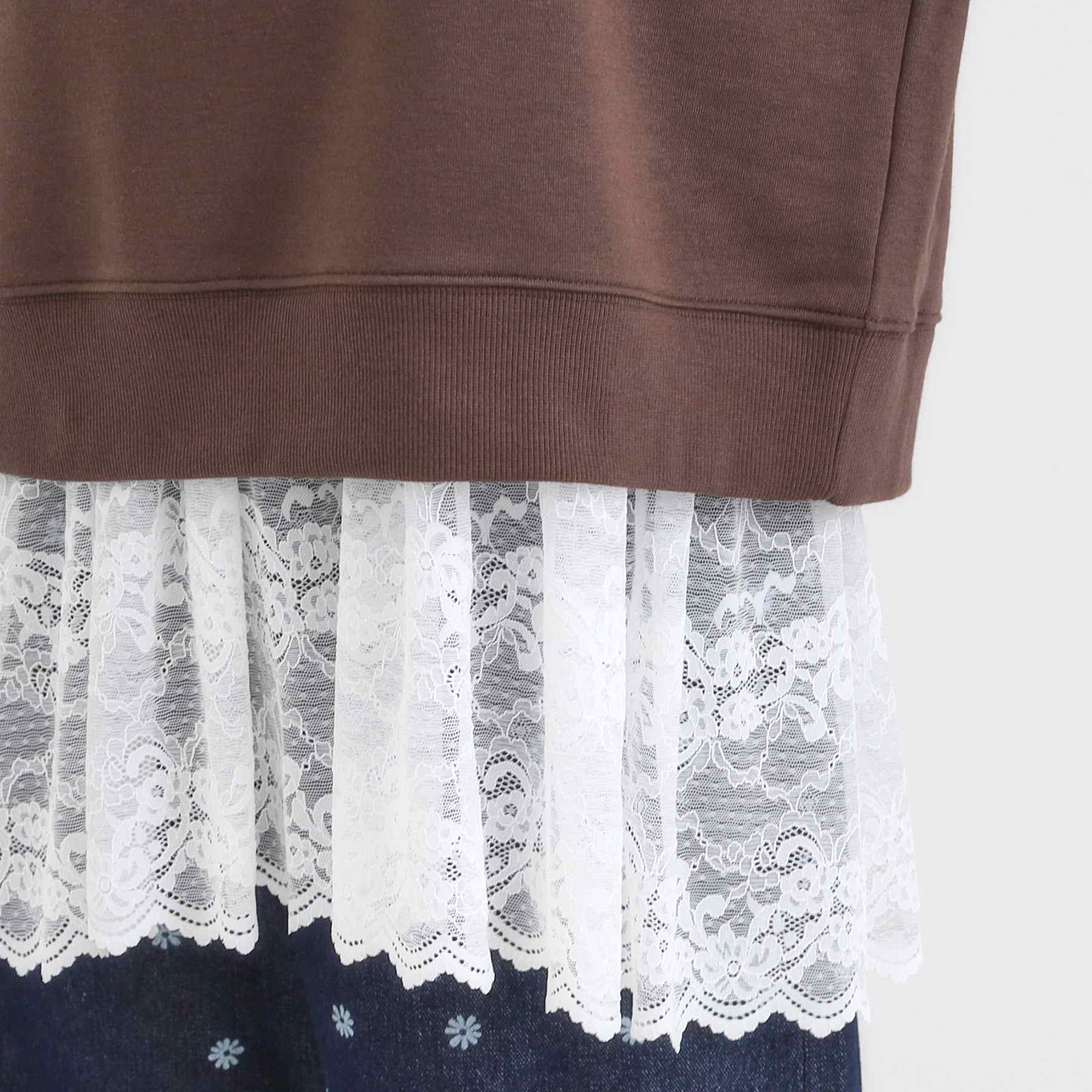 キューティーブロンド Cutie Blonde 【2点セット】ハーフスリーブミニ裏毛プルオーバー＆レースタンクトップSET （ブラウン(043)） ブラウン(043)