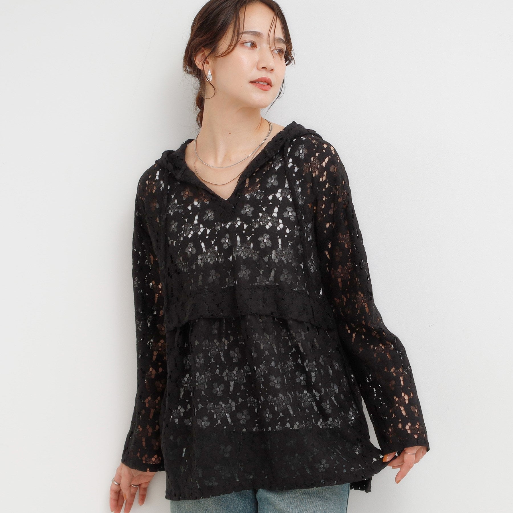 キューティーブロンド Cutie Blonde レースフーディプルオーバー （ブラック(019)） ブラック(019)