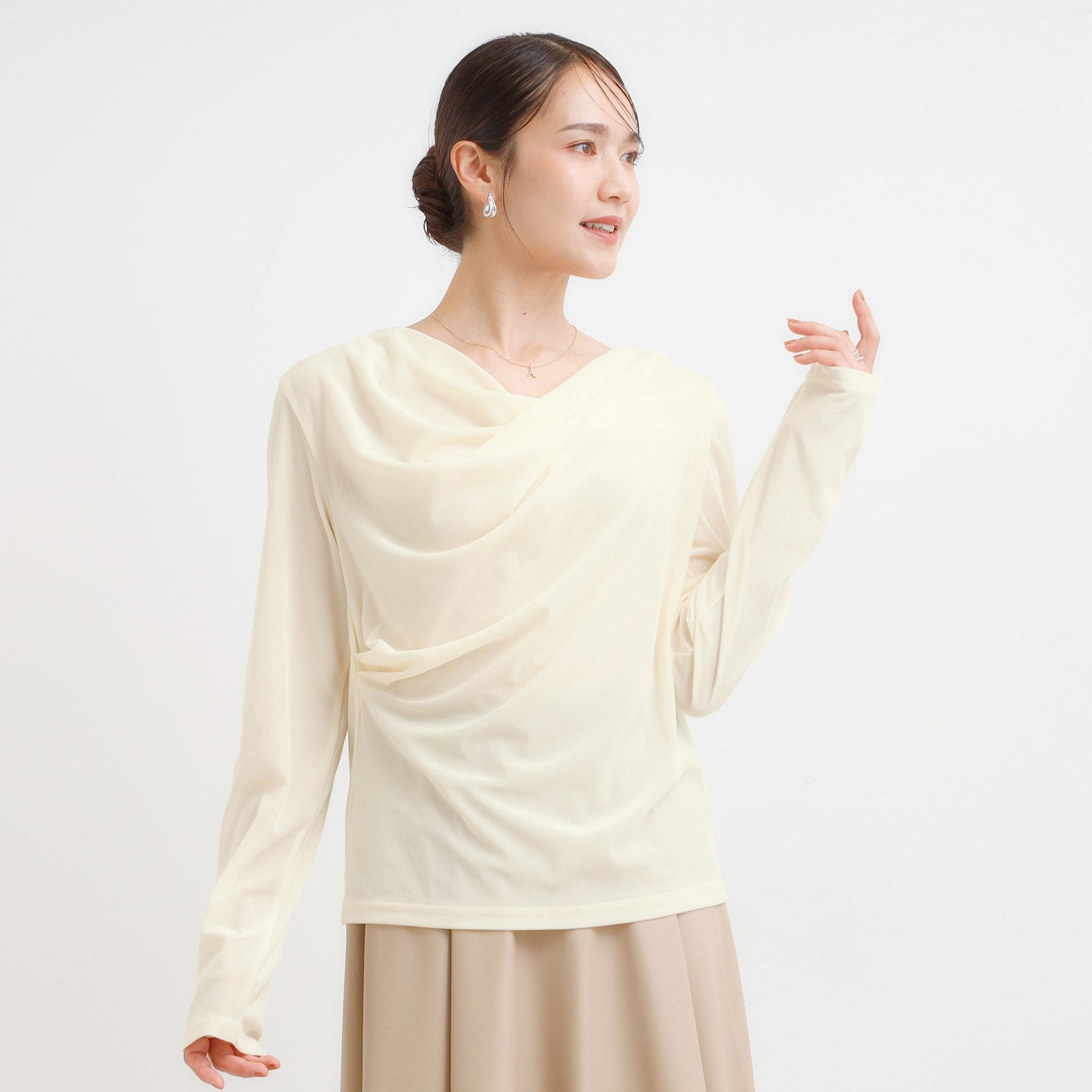 キューティーブロンド Cutie Blonde ベロア調ドレープデザインカットソー （ブラウン(044)） ブラウン(044)