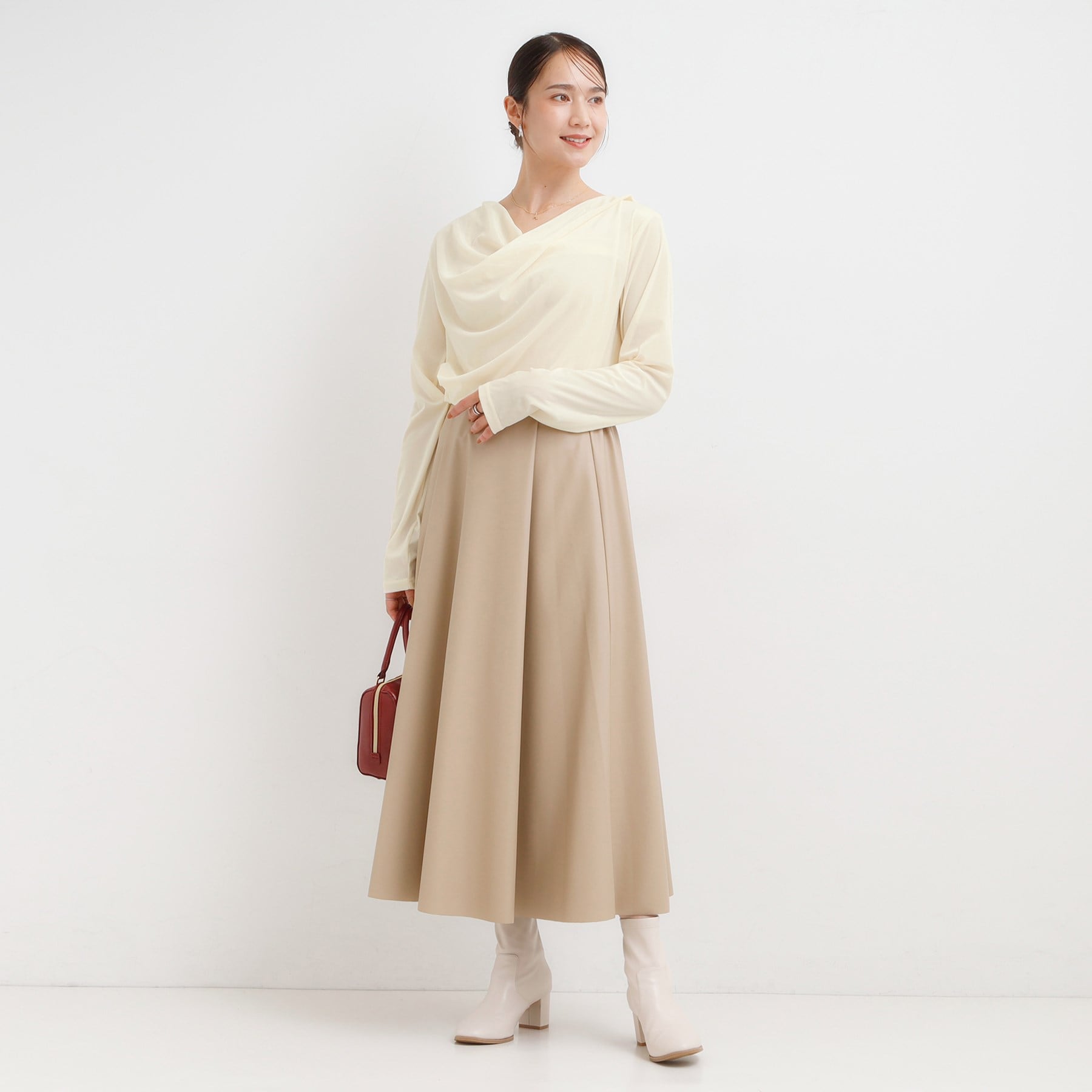 キューティーブロンド Cutie Blonde ベロア調ドレープデザインカットソー （ブラウン(044)） ブラウン(044)