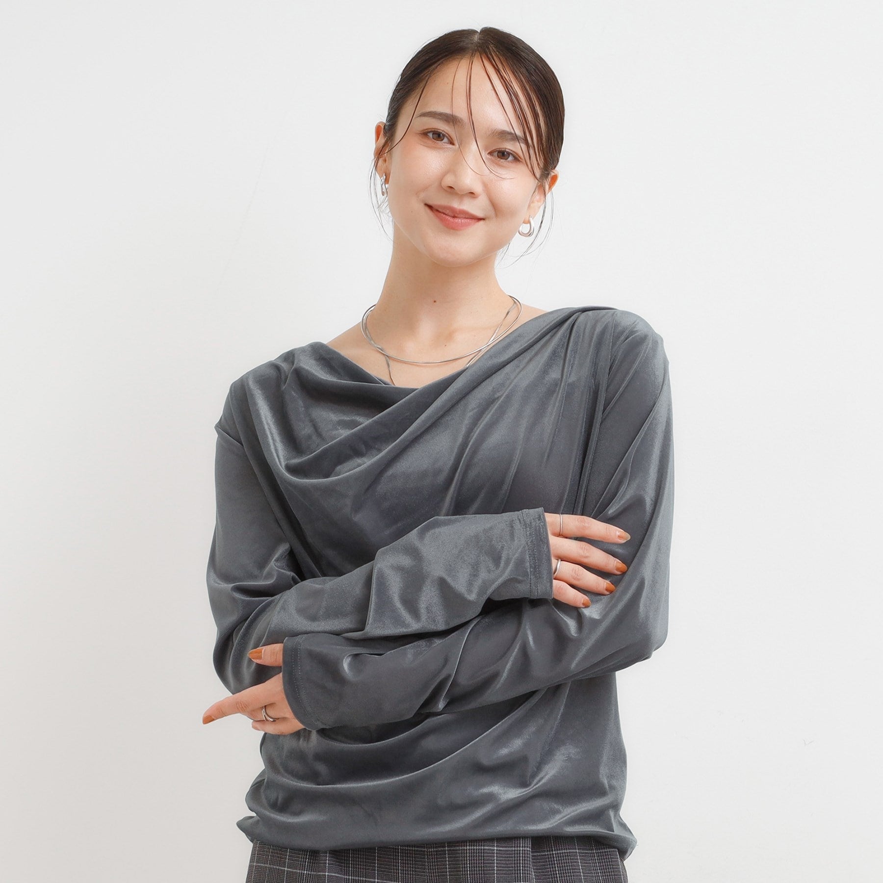 キューティーブロンド Cutie Blonde ベロア調ドレープデザインカットソー （ブラウン(044)） ブラウン(044)