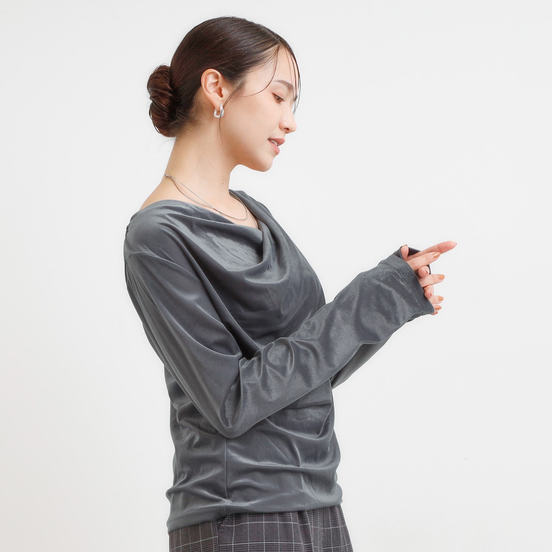 キューティーブロンド Cutie Blonde ベロア調ドレープデザインカットソー （ブラウン(044)） ブラウン(044)