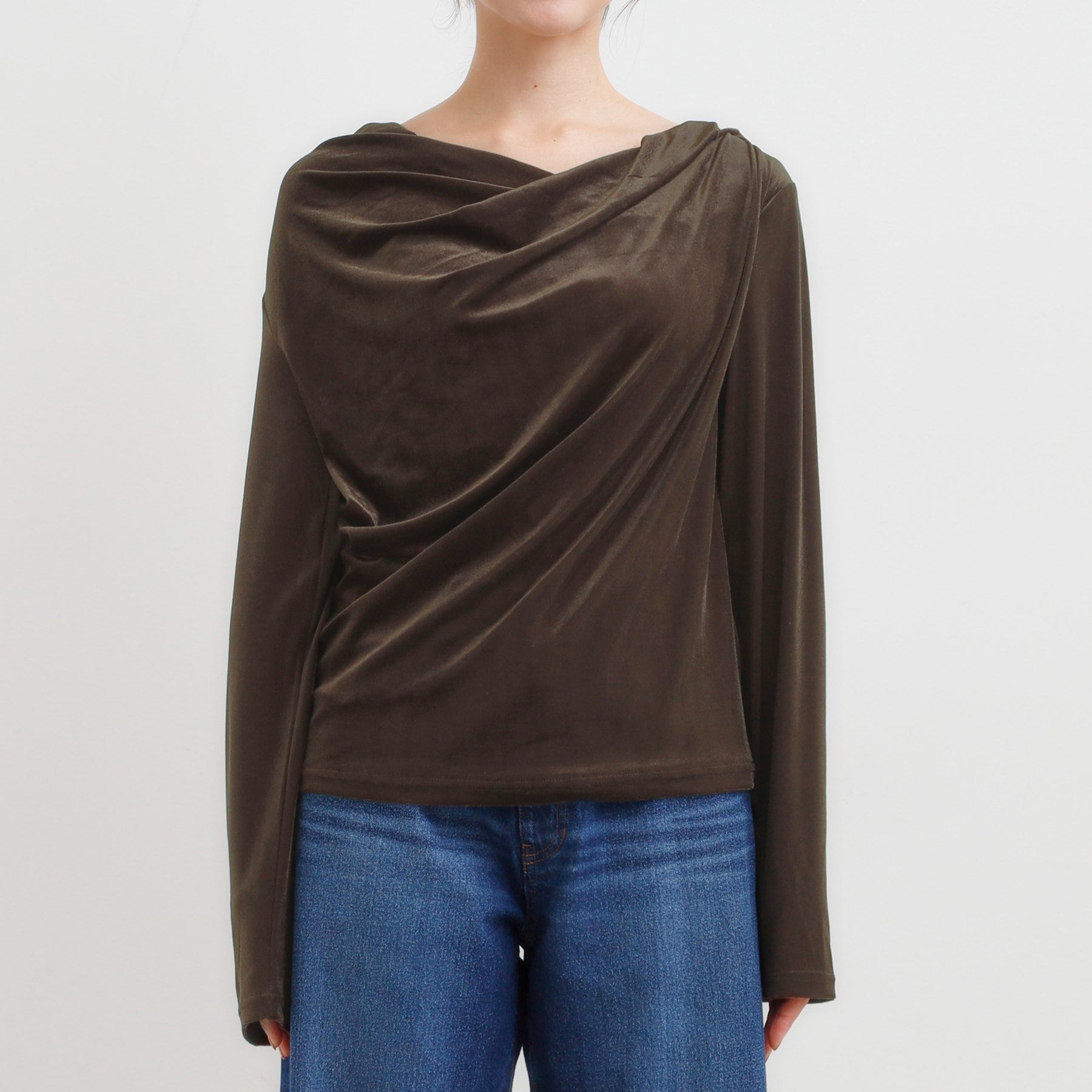 キューティーブロンド Cutie Blonde ベロア調ドレープデザインカットソー （ブラウン(044)） ブラウン(044)