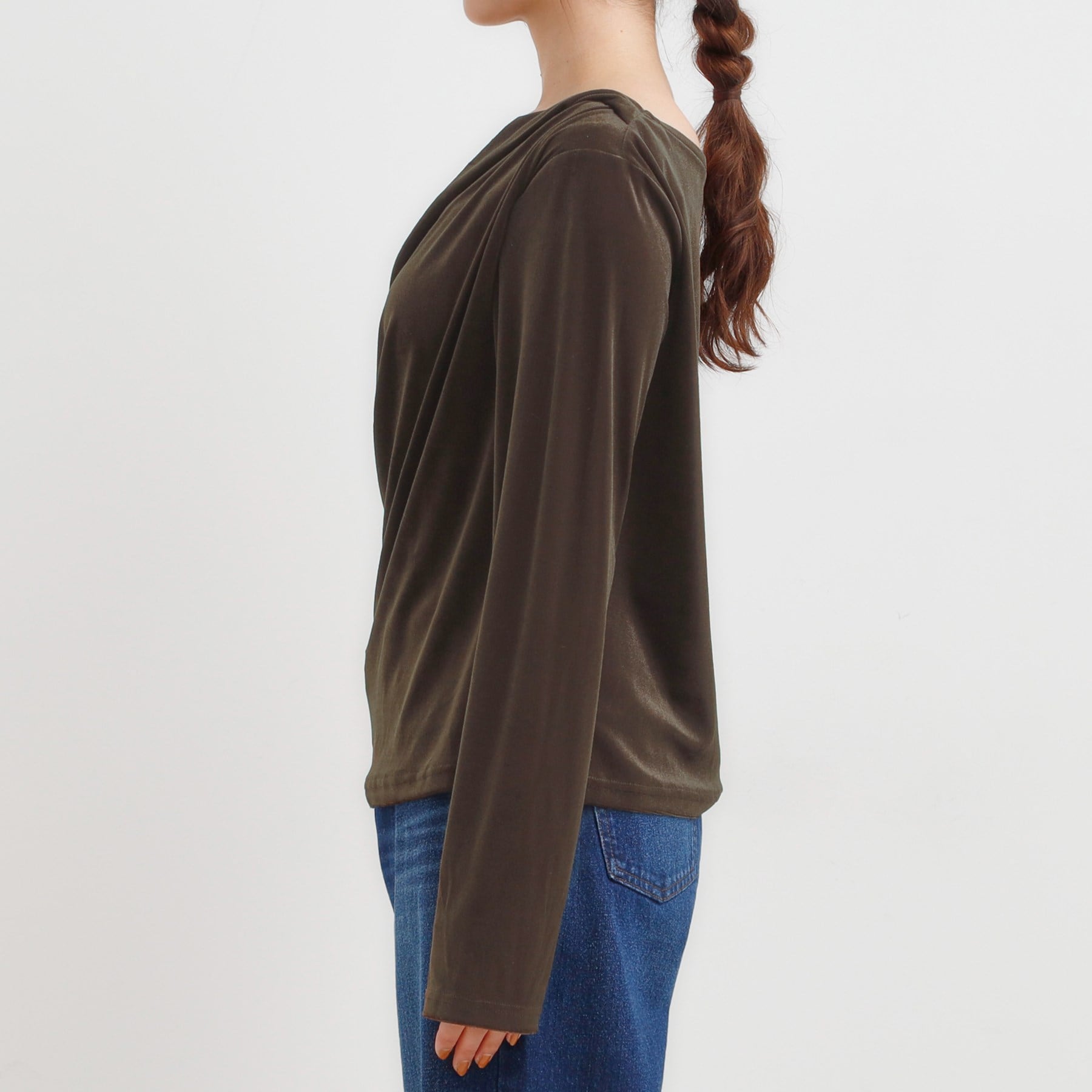 キューティーブロンド Cutie Blonde ベロア調ドレープデザインカットソー （ブラウン(044)） ブラウン(044)