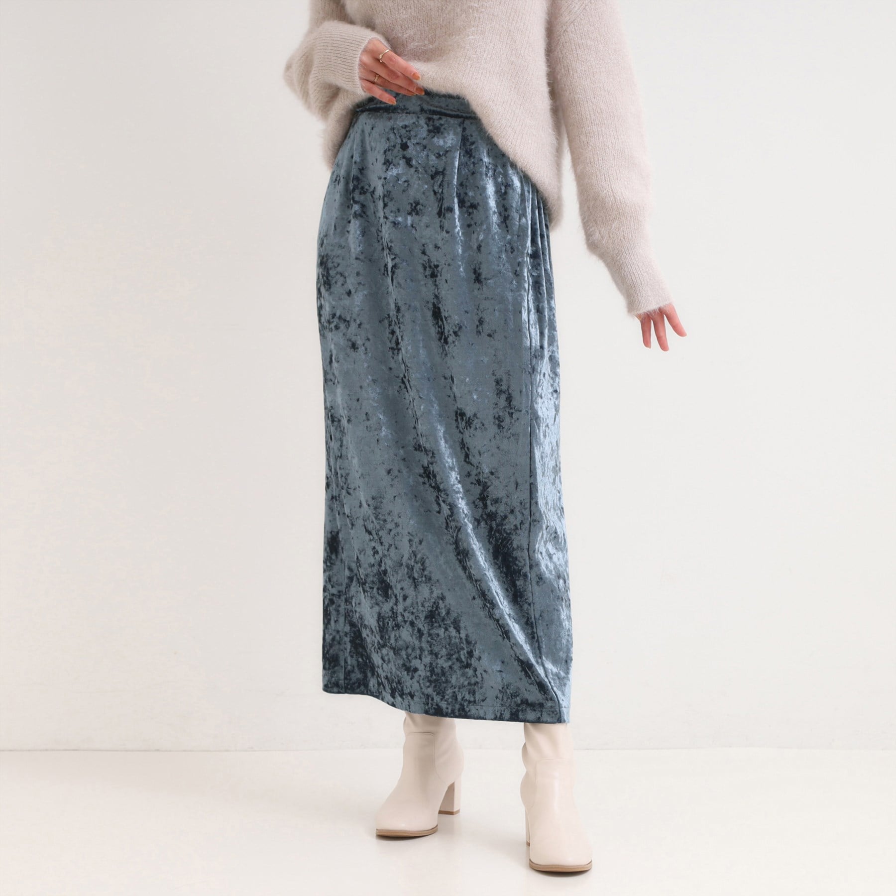 キューティーブロンド Cutie Blonde ベロア調ナロースカート （ブルー(093)） ブルー(093)