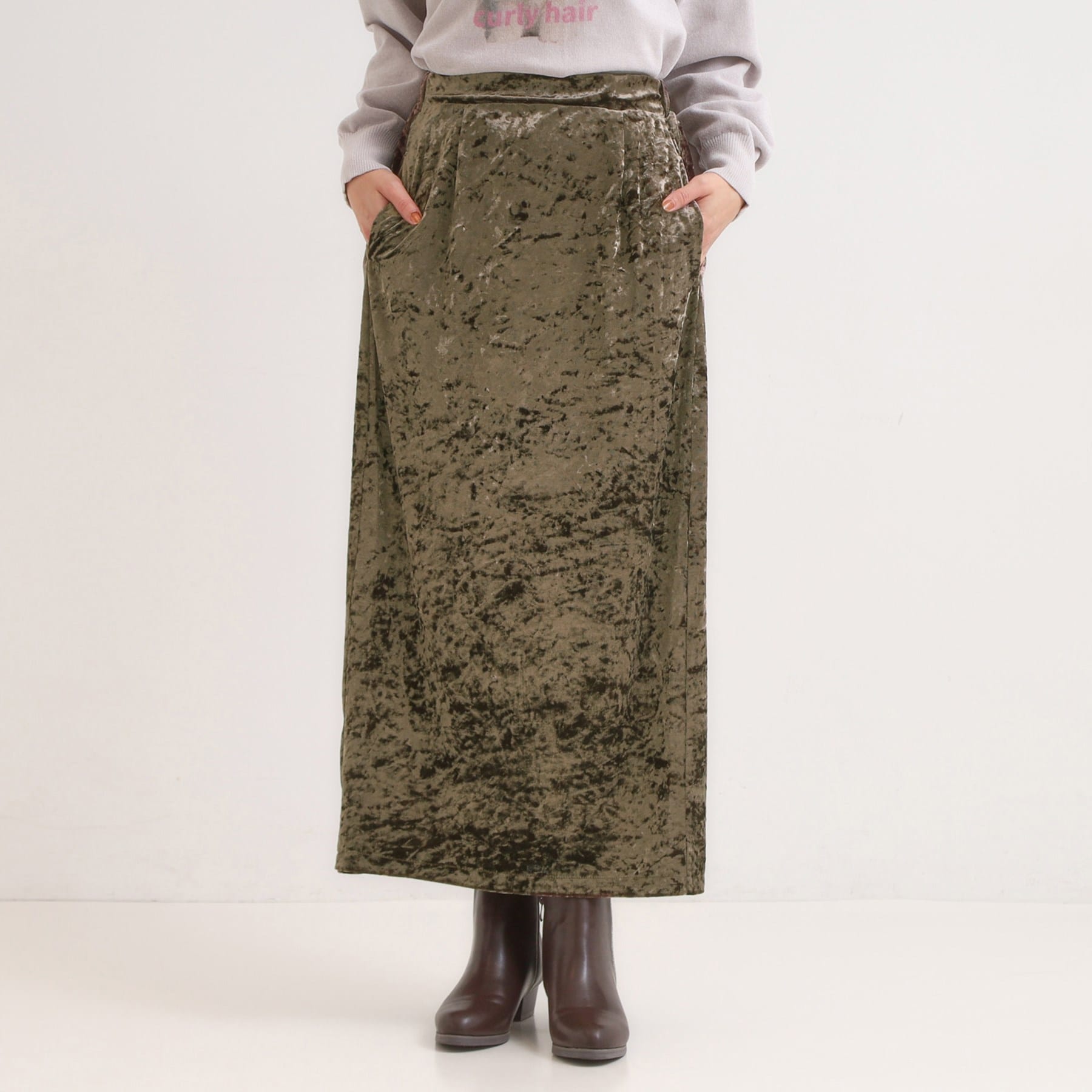 キューティーブロンド Cutie Blonde ベロア調ナロースカート （ブルー(093)） ブルー(093)