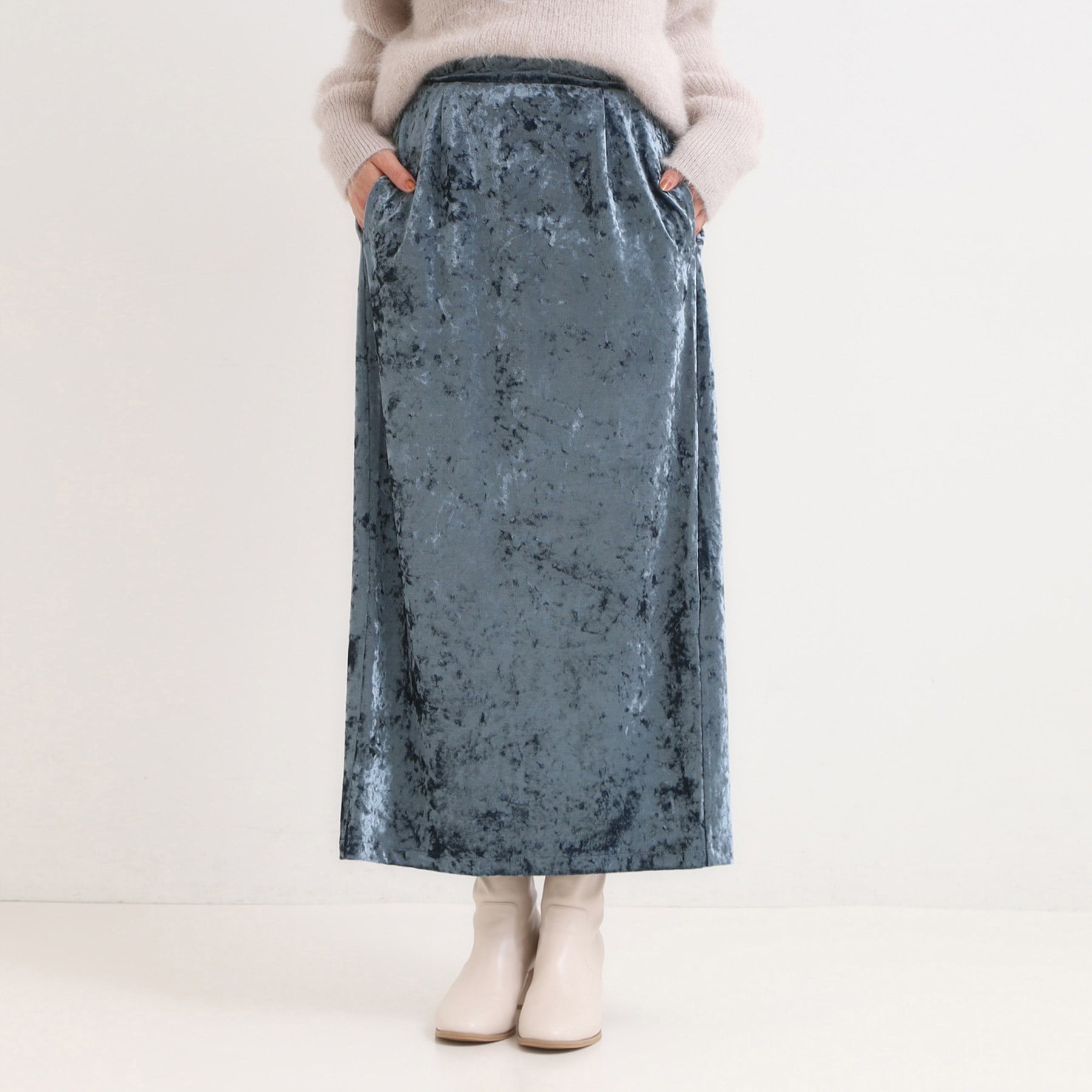 キューティーブロンド Cutie Blonde ベロア調ナロースカート （ブルー(093)） ブルー(093)