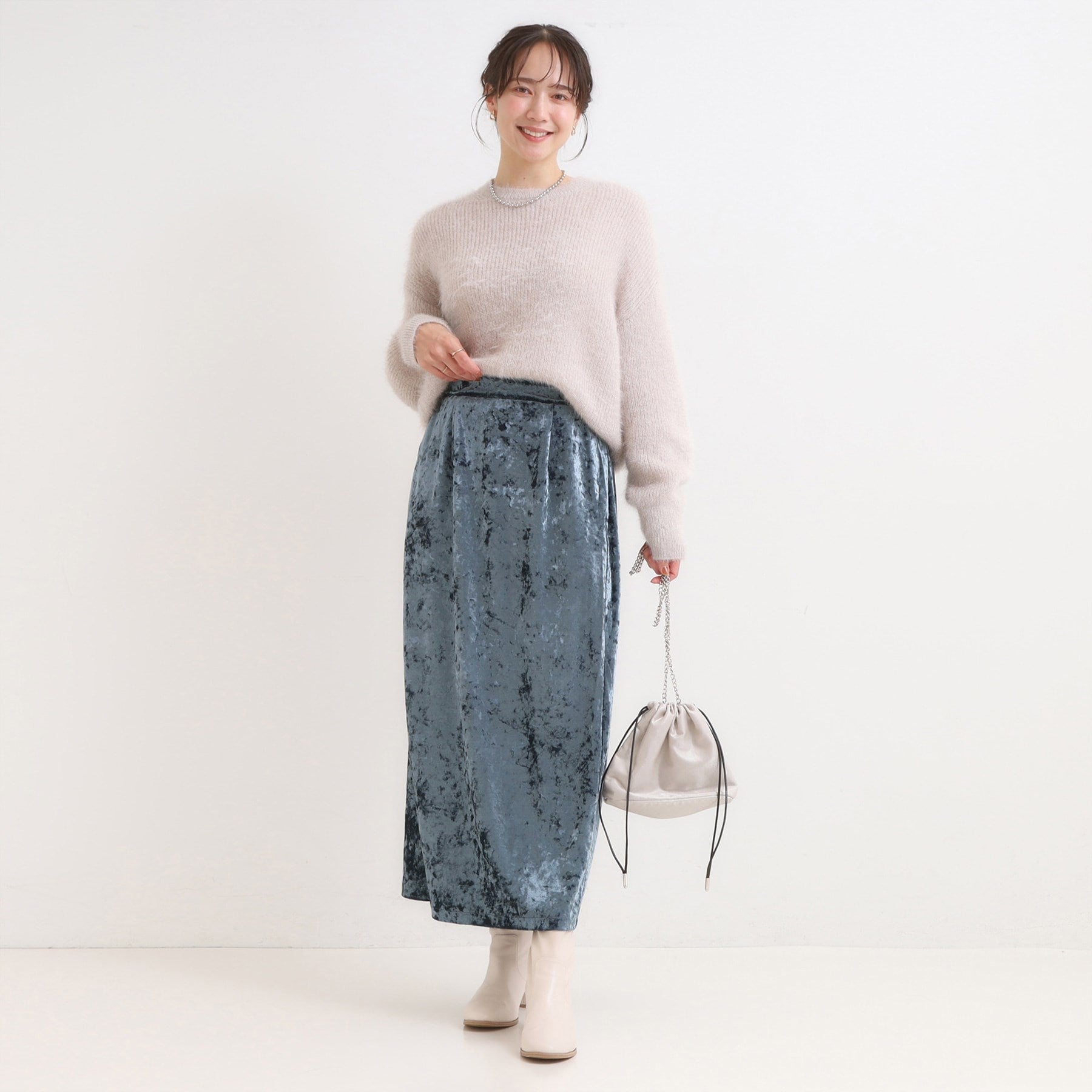 キューティーブロンド Cutie Blonde ベロア調ナロースカート （ブルー(093)） ブルー(093)