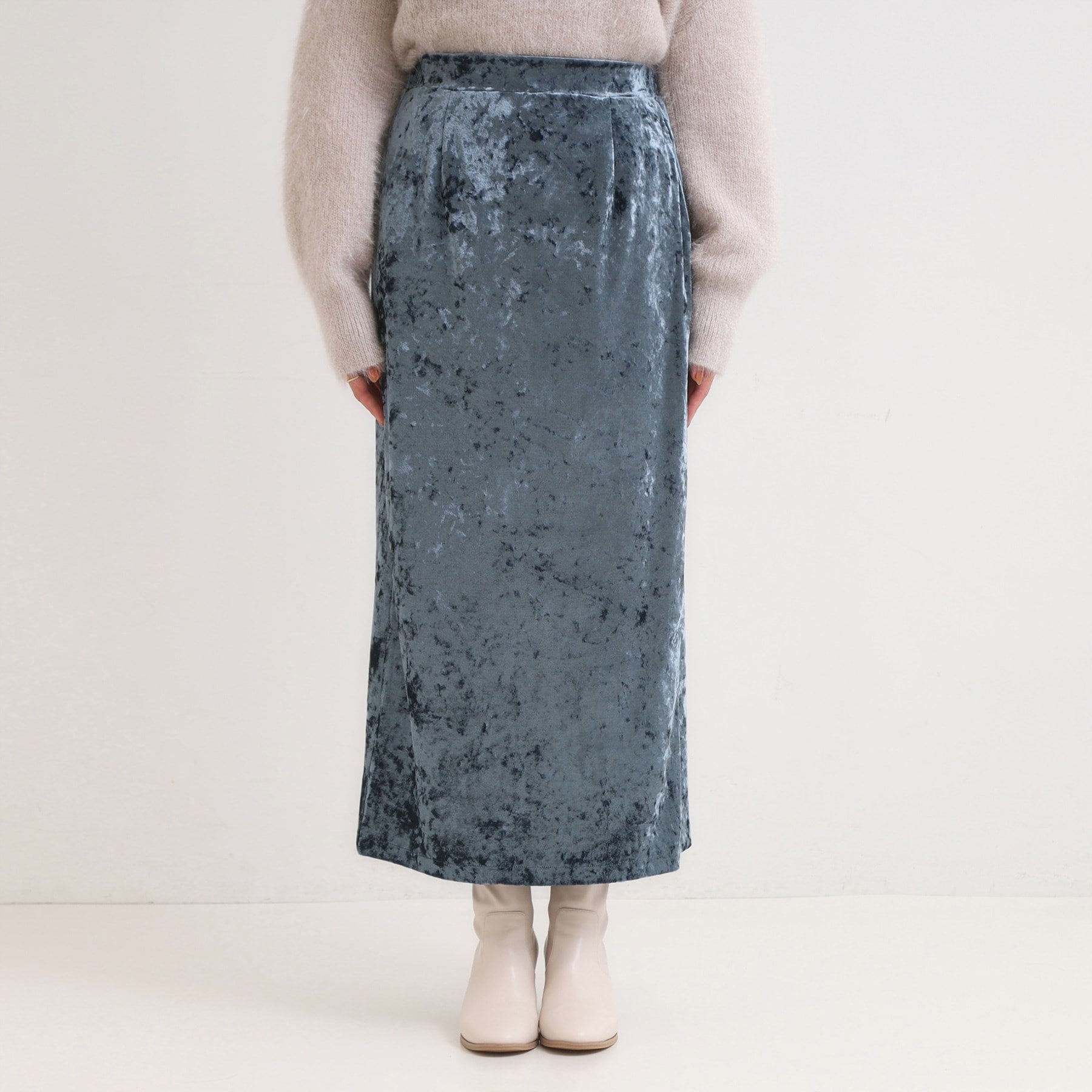 キューティーブロンド Cutie Blonde ベロア調ナロースカート （ブルー(093)） ブルー(093)