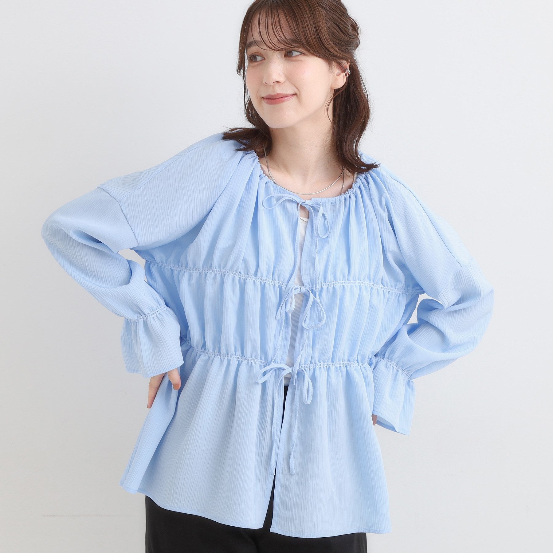 キューティーブロンド Cutie Blonde シャーリングデザインブラウス （ブルー(091)） ブルー(091)