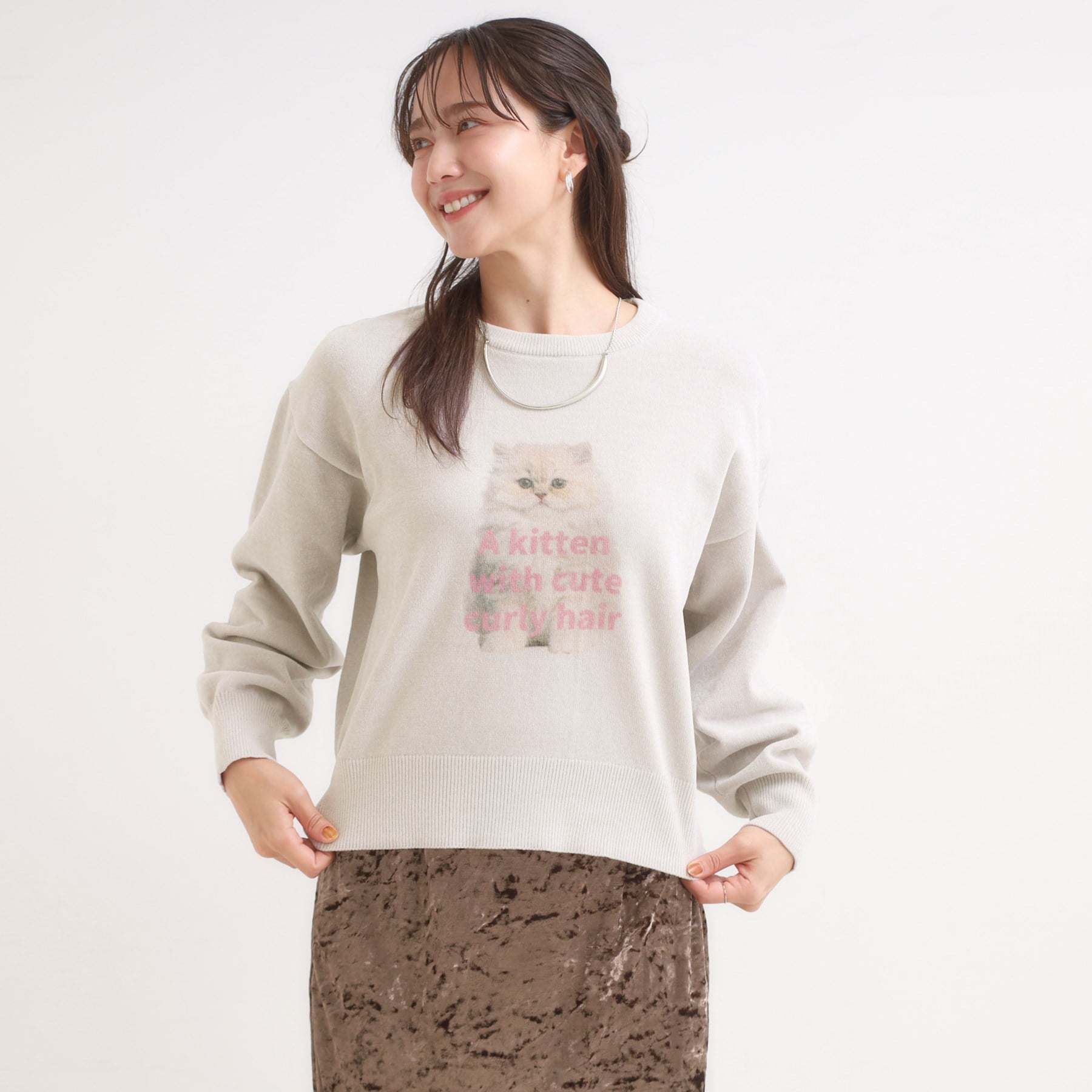 キューティーブロンド Cutie Blonde プリントアニマル モールニット （ライトグレー(011)） ライトグレー(011)