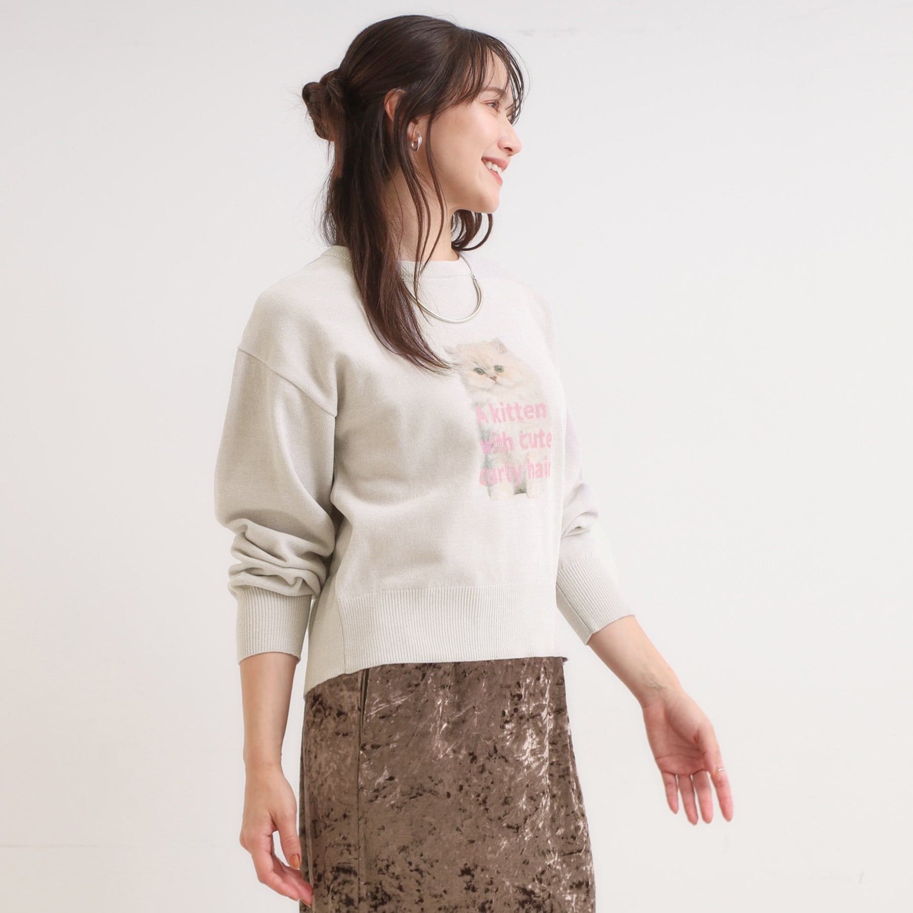 キューティーブロンド Cutie Blonde プリントアニマル モールニット （ライトグレー(011)） ライトグレー(011)