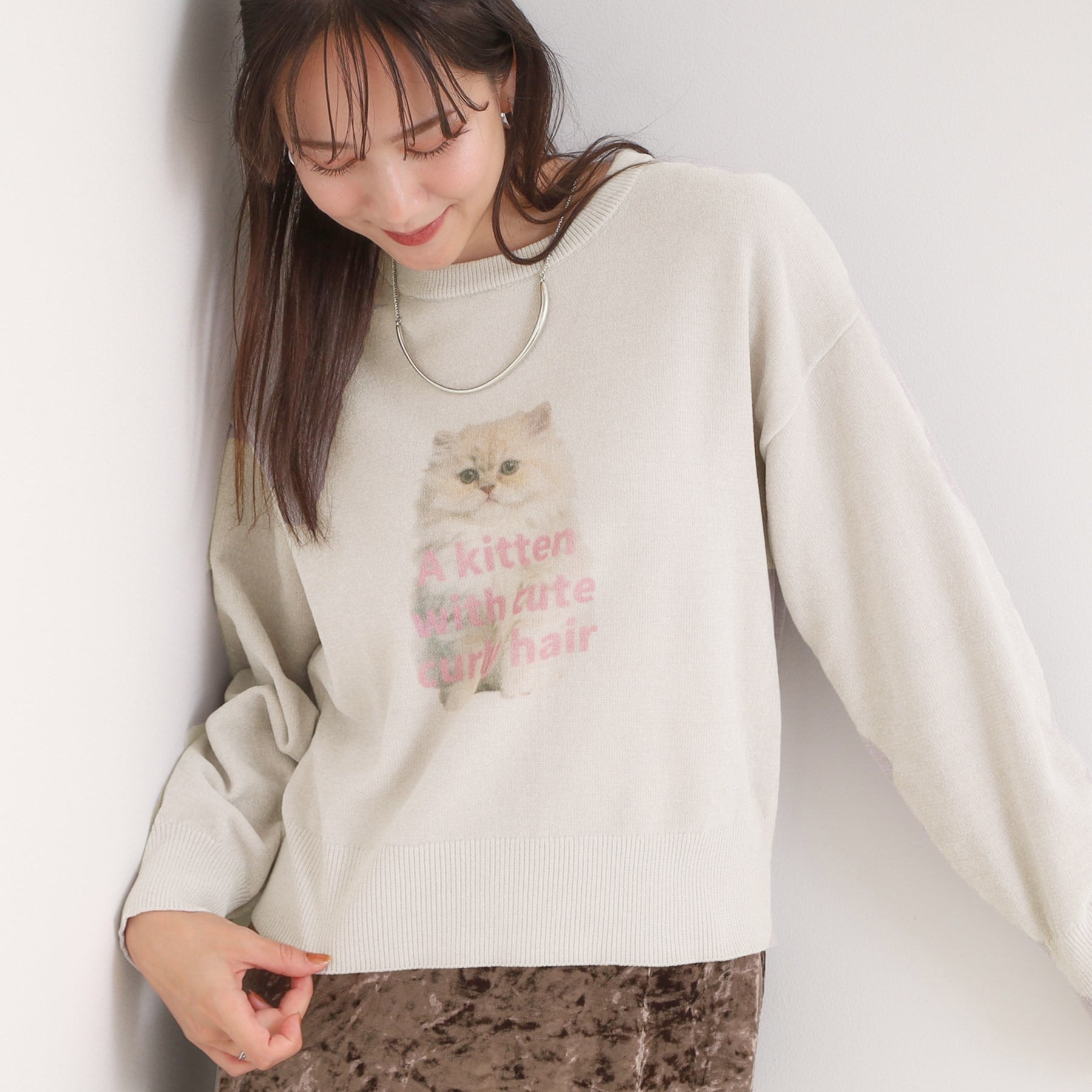 キューティーブロンド Cutie Blonde プリントアニマル モールニット （ライトグレー(011)） ライトグレー(011)