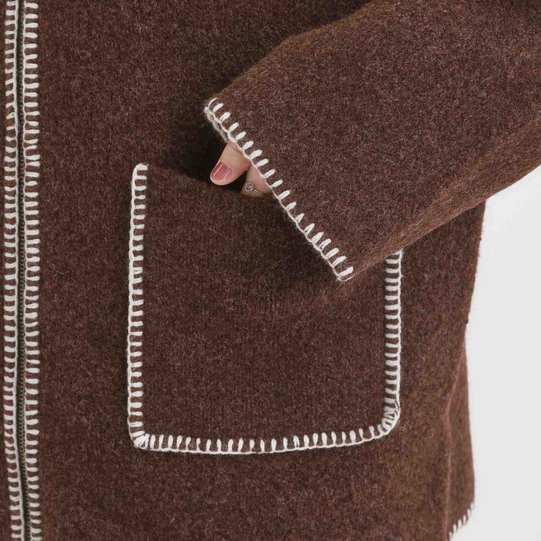 キューティーブロンド Cutie Blonde 配色ステッチがポイント 衿付きジップニットカーディガン （アイボリー(004)） アイボリー(004)