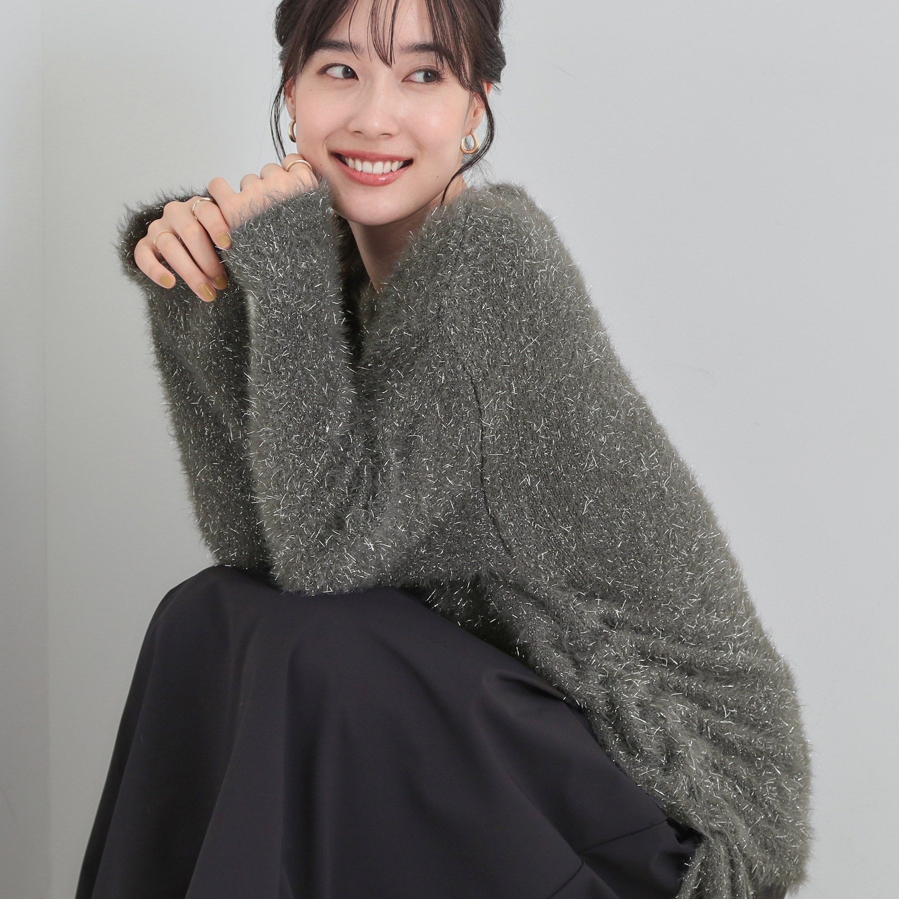 キューティーブロンド Cutie Blonde ラメフェザードロストニット （チャコールグレー(014)） チャコールグレー(014)