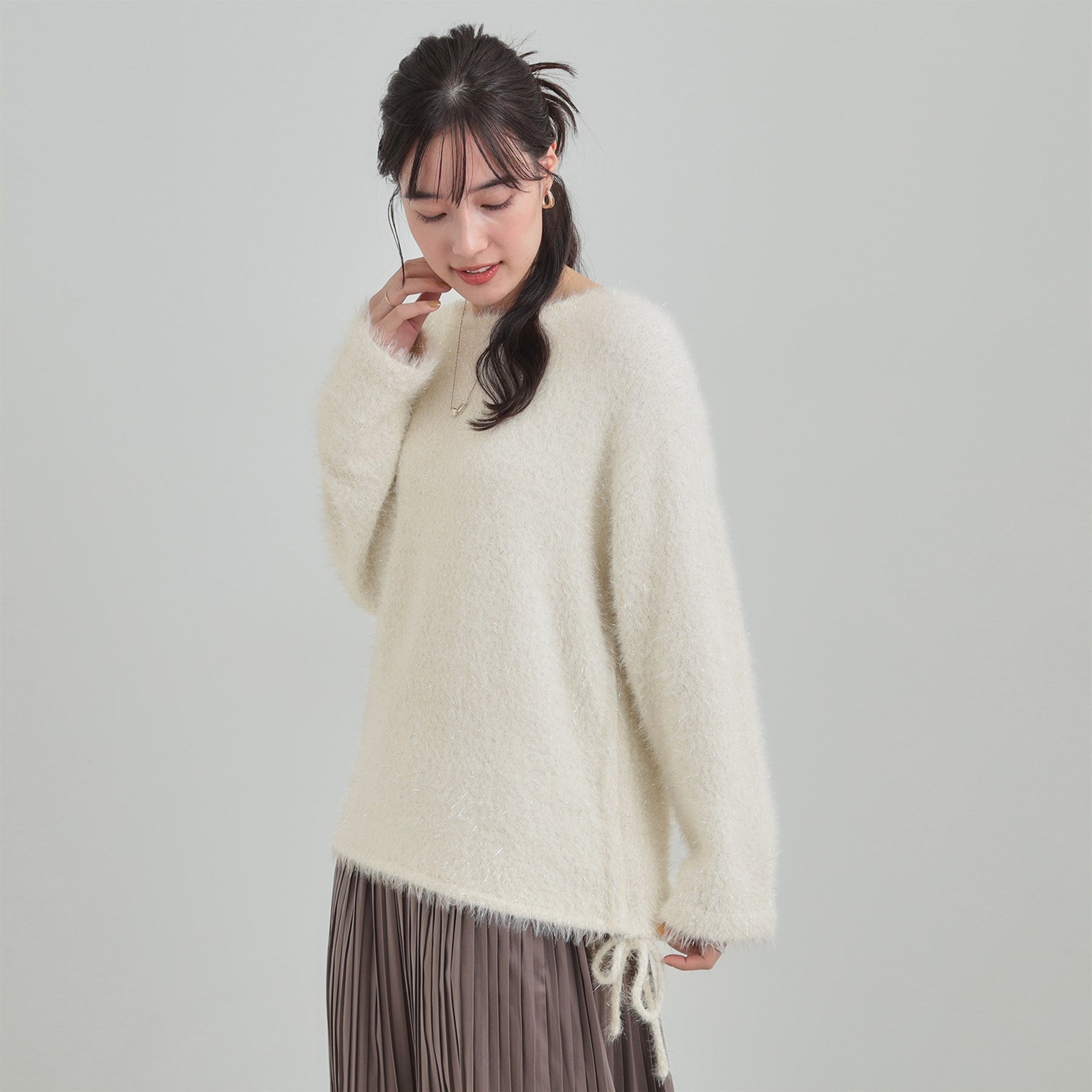 キューティーブロンド Cutie Blonde ラメフェザードロストニット （チャコールグレー(014)） チャコールグレー(014)