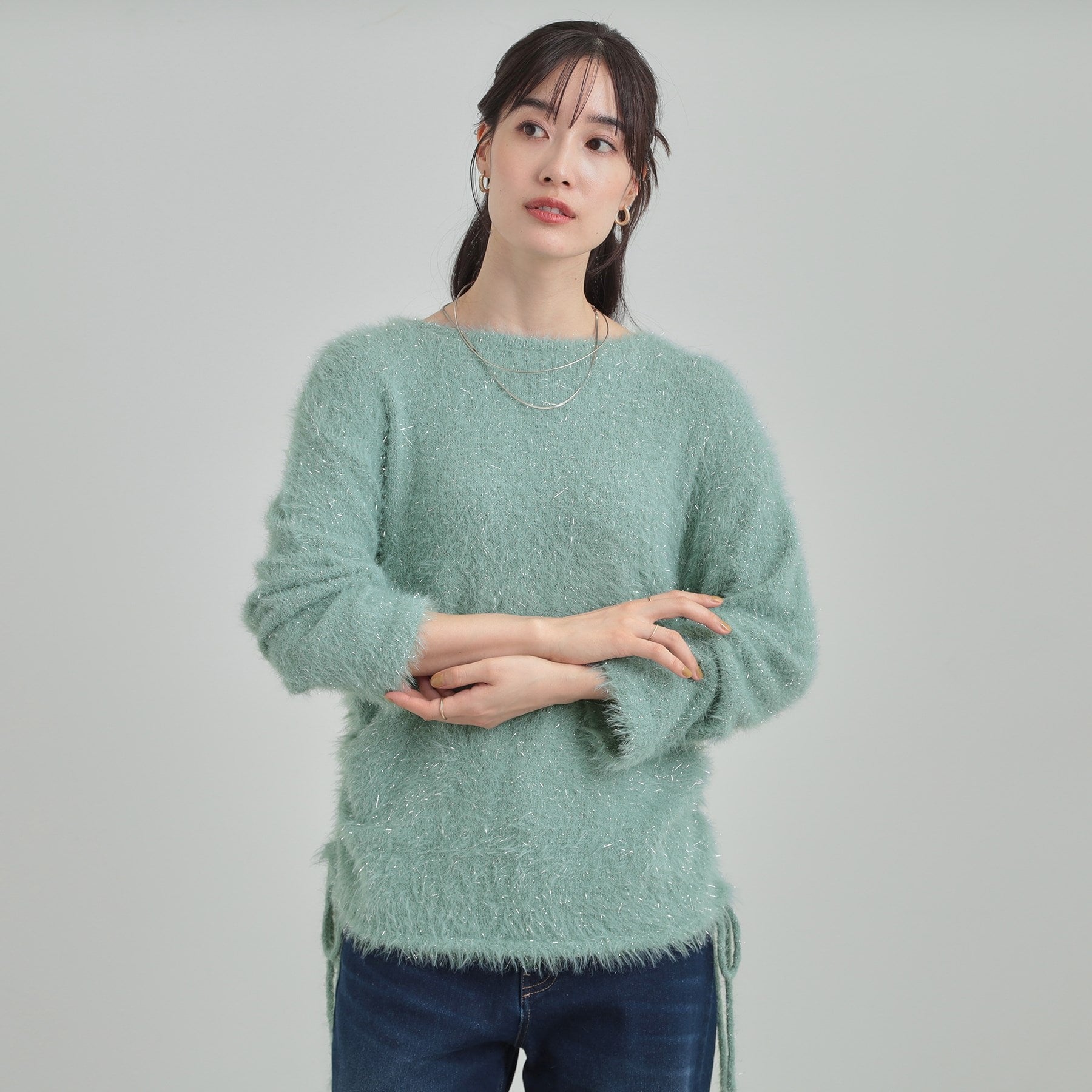 キューティーブロンド Cutie Blonde ラメフェザードロストニット （チャコールグレー(014)） チャコールグレー(014)