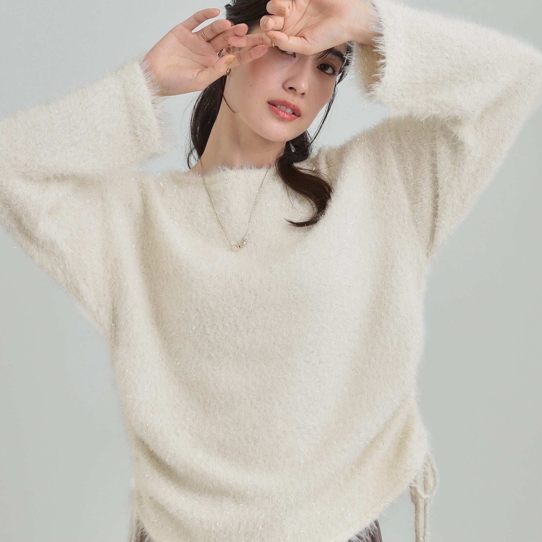 キューティーブロンド Cutie Blonde ラメフェザードロストニット （オフホワイト(003)） オフホワイト(003)