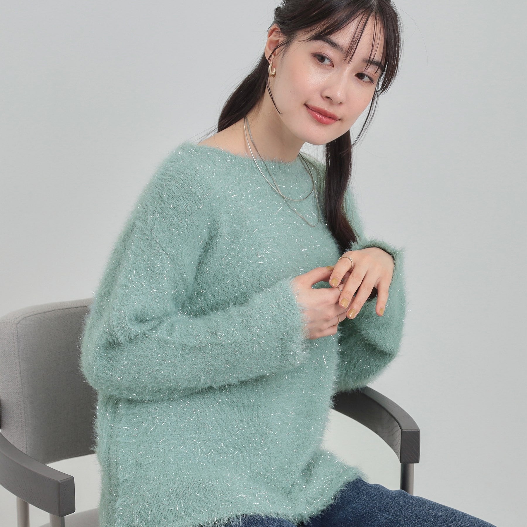 キューティーブロンド Cutie Blonde ラメフェザードロストニット （ミントグリーン(021)） ミントグリーン(021)