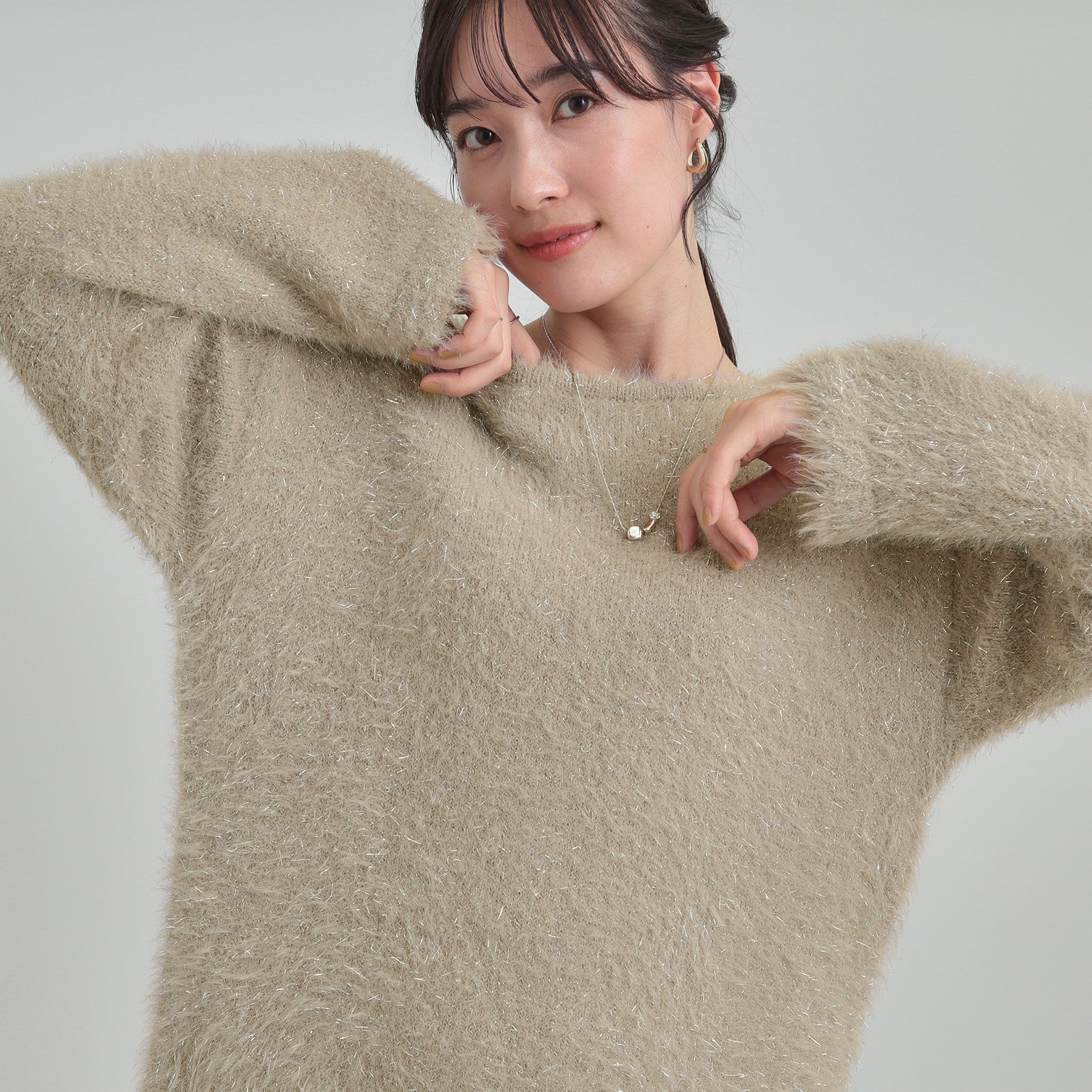 キューティーブロンド Cutie Blonde ラメフェザードロストニット （ベージュ(052)） ベージュ(052)