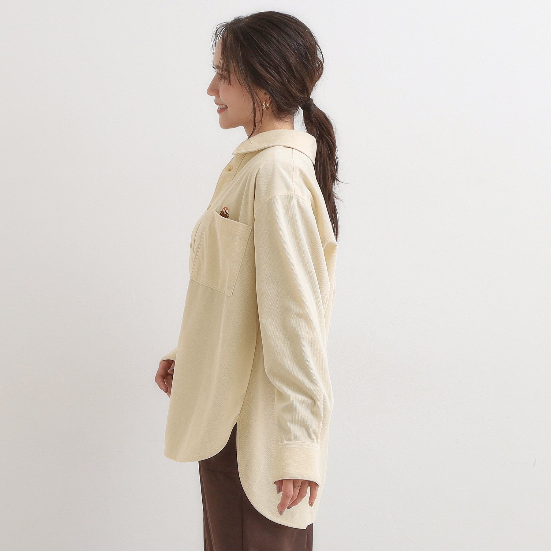 キューティーブロンド Cutie Blonde 【旭山動物園応援商品】ワンポイント刺繍 コーデュロイシャツ （ベージュ(052)） ベージュ(052)