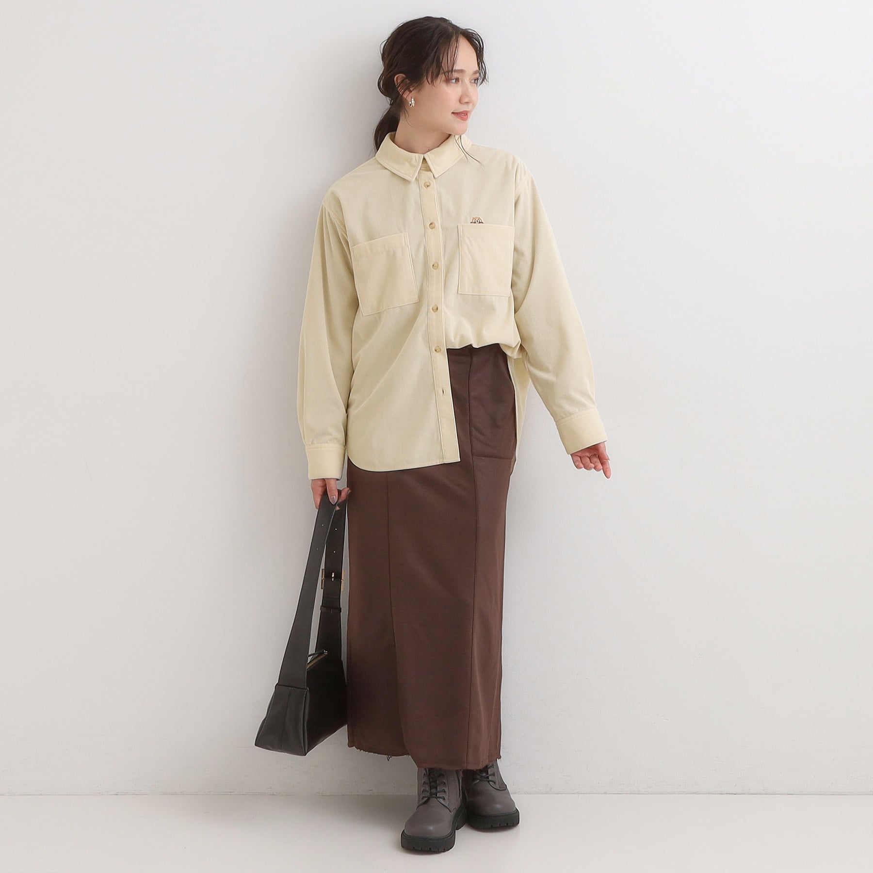 キューティーブロンド Cutie Blonde 【旭山動物園応援商品】ワンポイント刺繍 コーデュロイシャツ （ベージュ(052)） ベージュ(052)