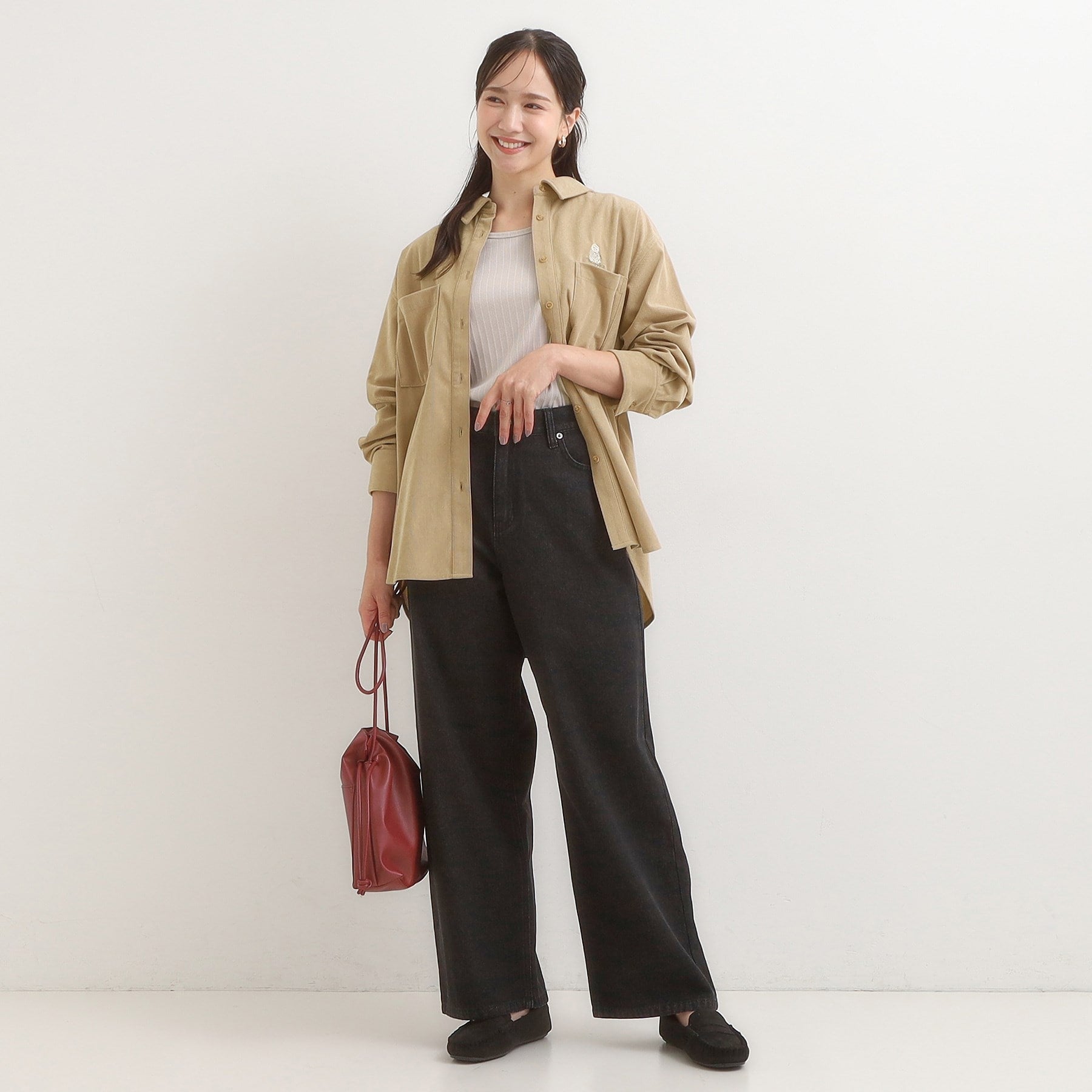 キューティーブロンド Cutie Blonde 【旭山動物園応援商品】ワンポイント刺繍 コーデュロイシャツ （ベージュ(052)） ベージュ(052)