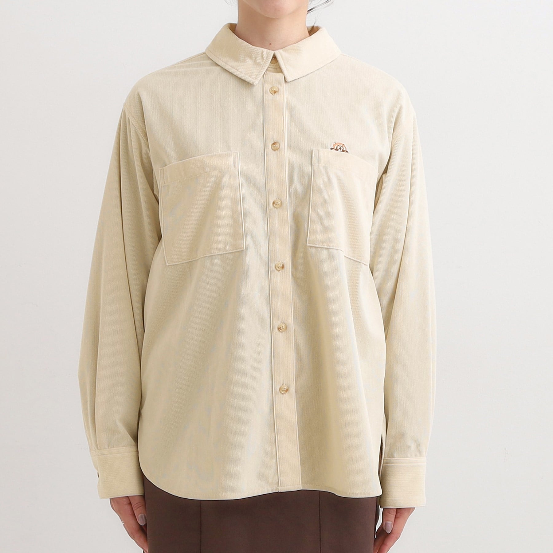 キューティーブロンド Cutie Blonde 【旭山動物園応援商品】ワンポイント刺繍 コーデュロイシャツ （ベージュ(052)） ベージュ(052)