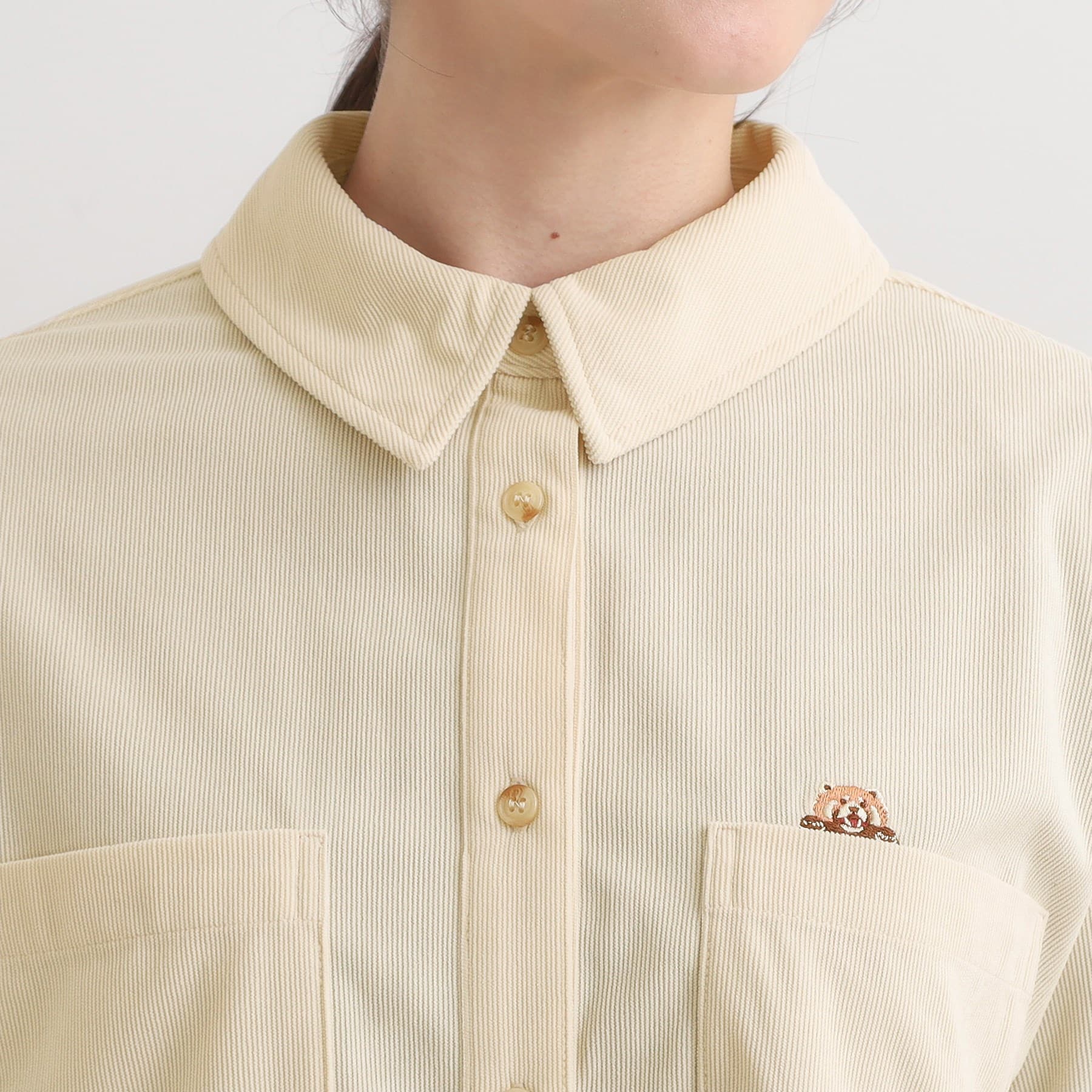 キューティーブロンド Cutie Blonde 【旭山動物園応援商品】ワンポイント刺繍 コーデュロイシャツ （ベージュ(052)） ベージュ(052)