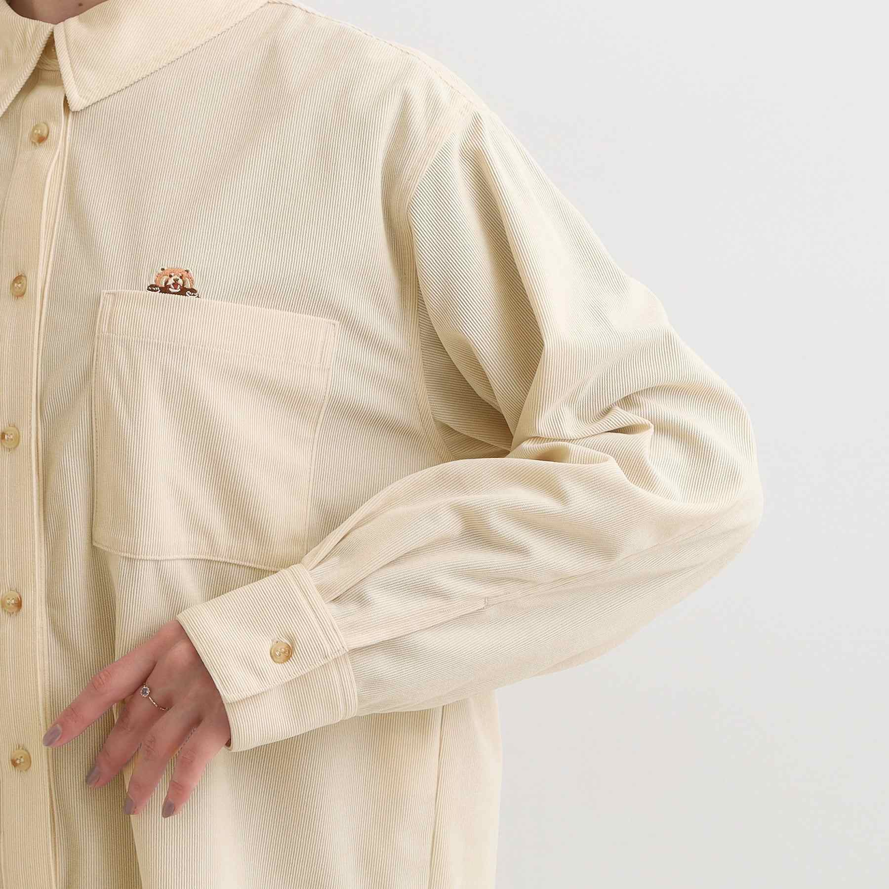 キューティーブロンド Cutie Blonde 【旭山動物園応援商品】ワンポイント刺繍 コーデュロイシャツ （ベージュ(052)） ベージュ(052)