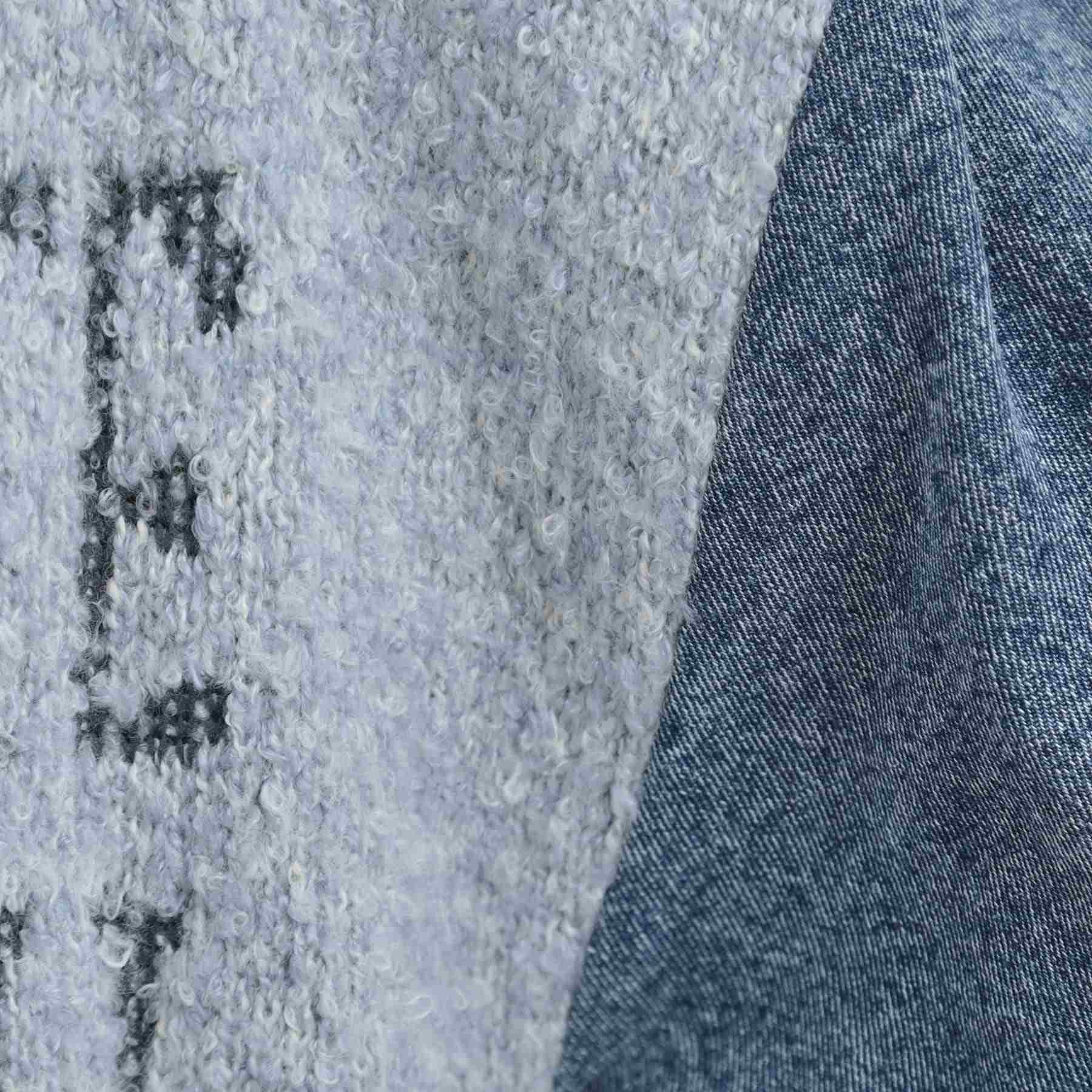 キューティーブロンド Cutie Blonde 袖デニム切替 ブークレロゴニット （チャコールグレー(014)） チャコールグレー(014)