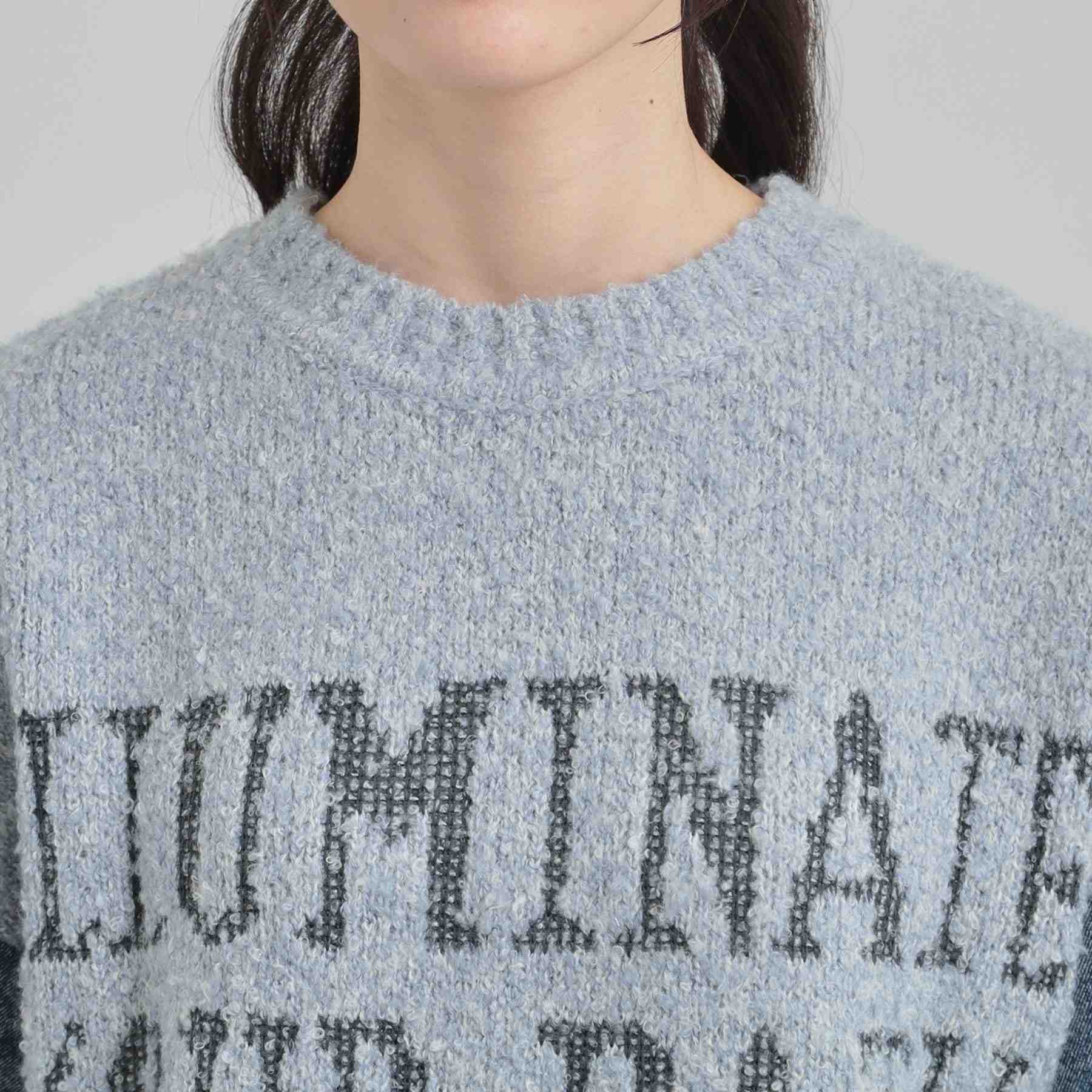 キューティーブロンド Cutie Blonde 袖デニム切替 ブークレロゴニット （チャコールグレー(014)） チャコールグレー(014)