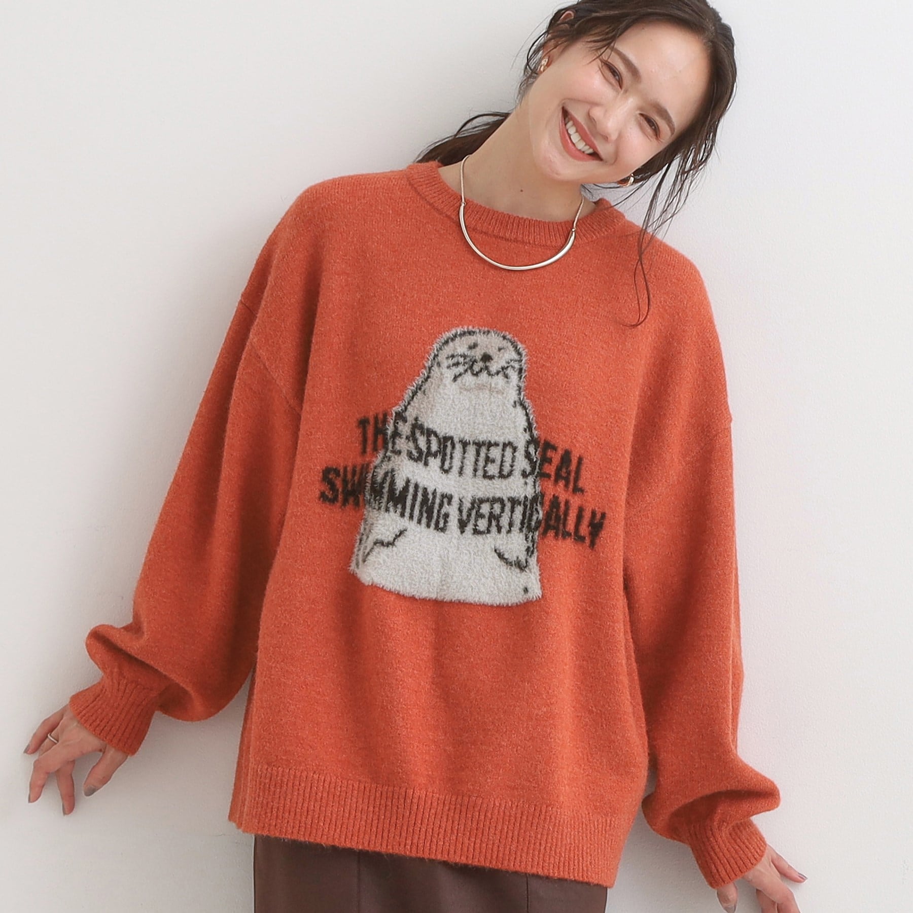 キューティーブロンド Cutie Blonde 【旭山動物園応援商品】ゆるアニマル ふわふわジャカードニット （オレンジ(267)） オレンジ(267)