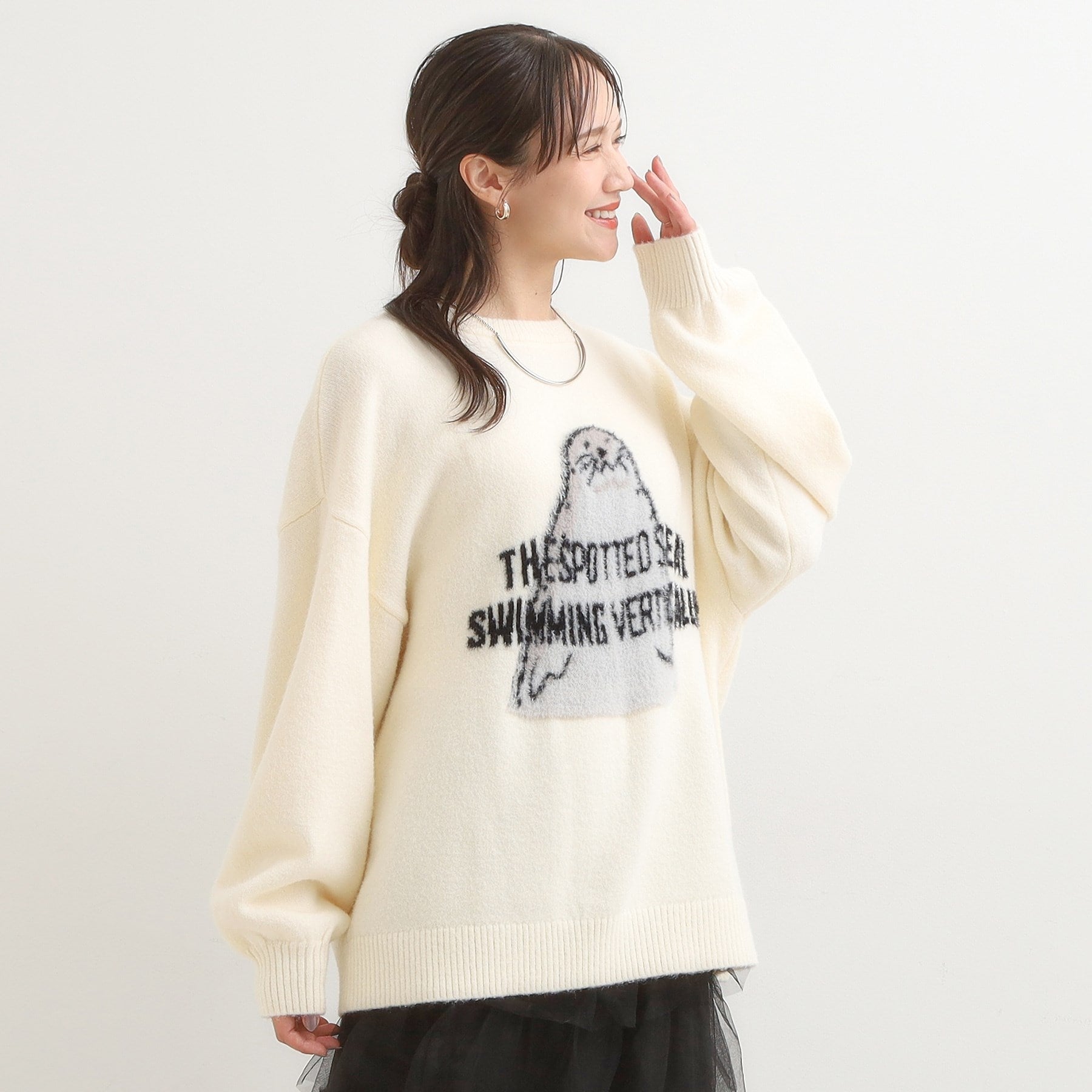 キューティーブロンド Cutie Blonde 【旭山動物園応援商品】ゆるアニマル ふわふわジャカードニット （オレンジ(267)） オレンジ(267)