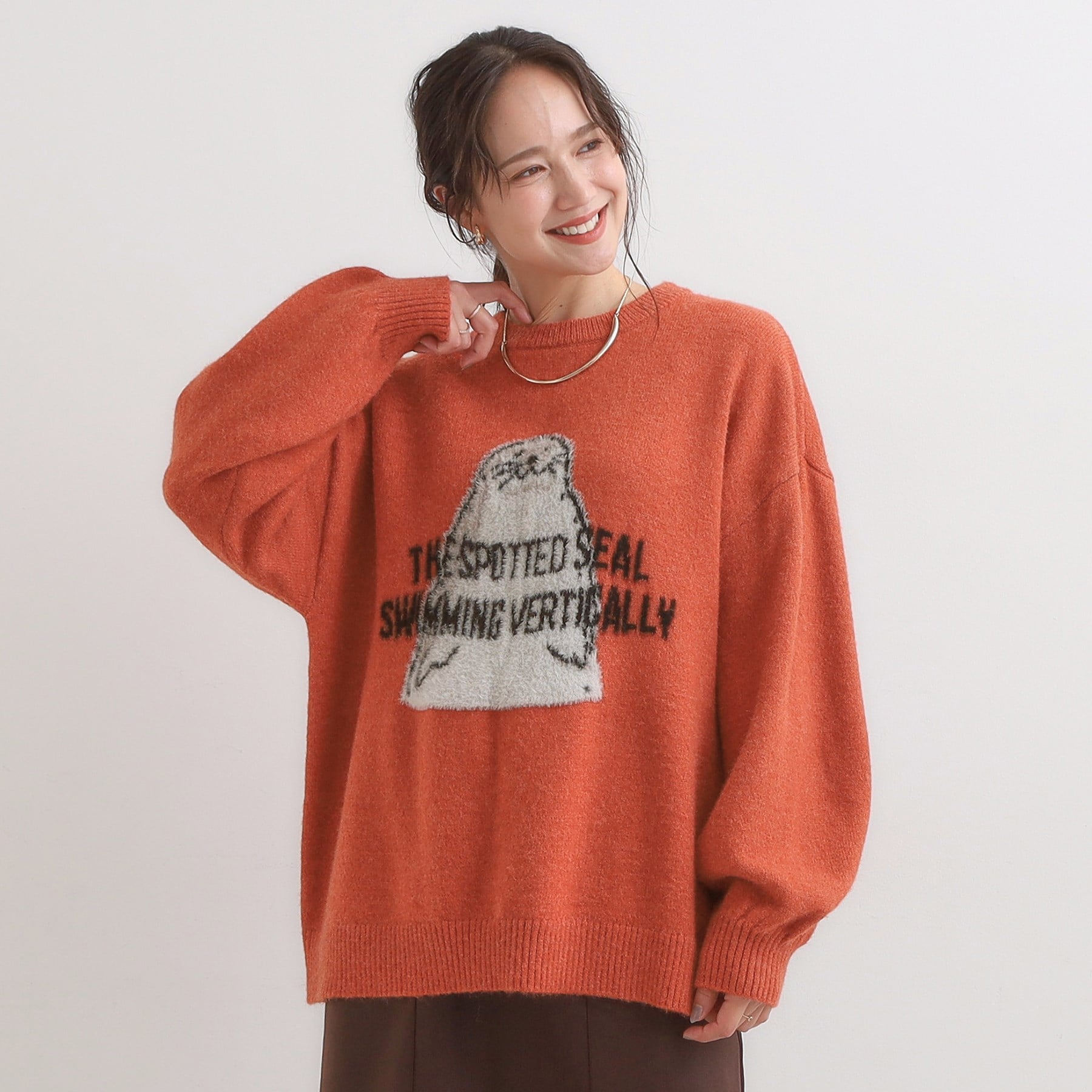 キューティーブロンド Cutie Blonde 【旭山動物園応援商品】ゆるアニマル ふわふわジャカードニット （オレンジ(267)） オレンジ(267)