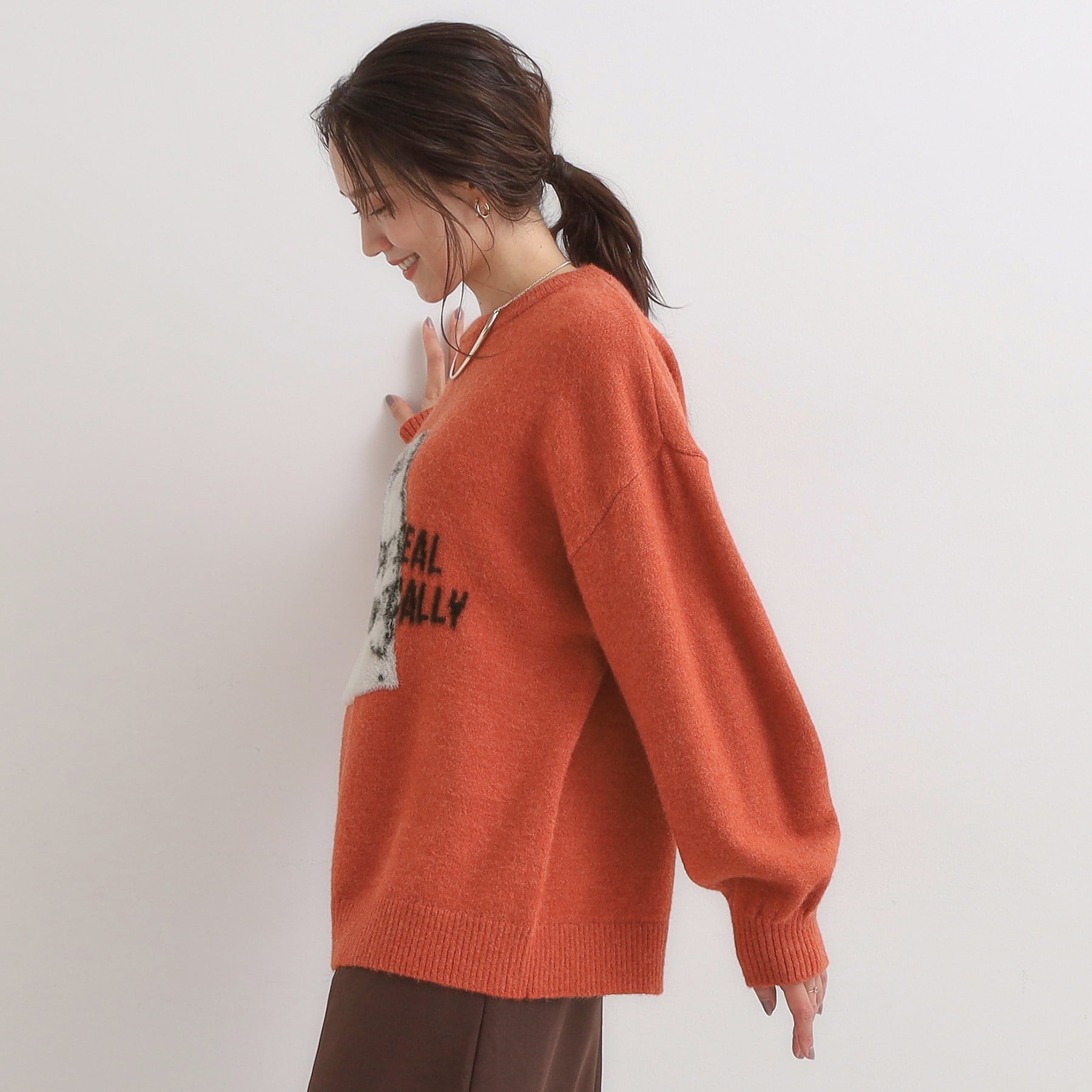 キューティーブロンド Cutie Blonde 【旭山動物園応援商品】ゆるアニマル ふわふわジャカードニット （オレンジ(267)） オレンジ(267)