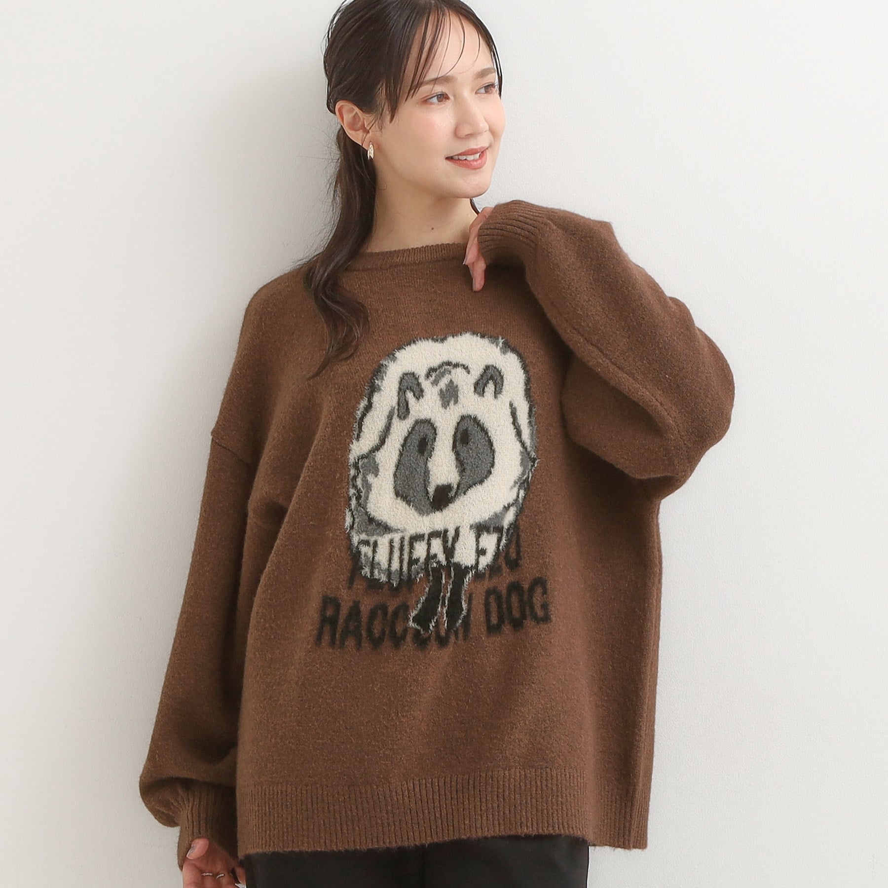 キューティーブロンド Cutie Blonde 【旭山動物園応援商品】ゆるアニマル ふわふわジャカードニット （ブラウン(343)） ブラウン(343)