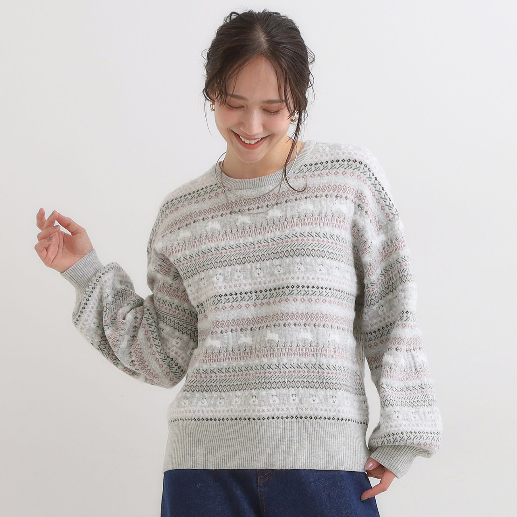 キューティーブロンド Cutie Blonde 【旭山動物園応援商品】ノルディック柄 モールニット （ブルー(492)） ブルー(492)