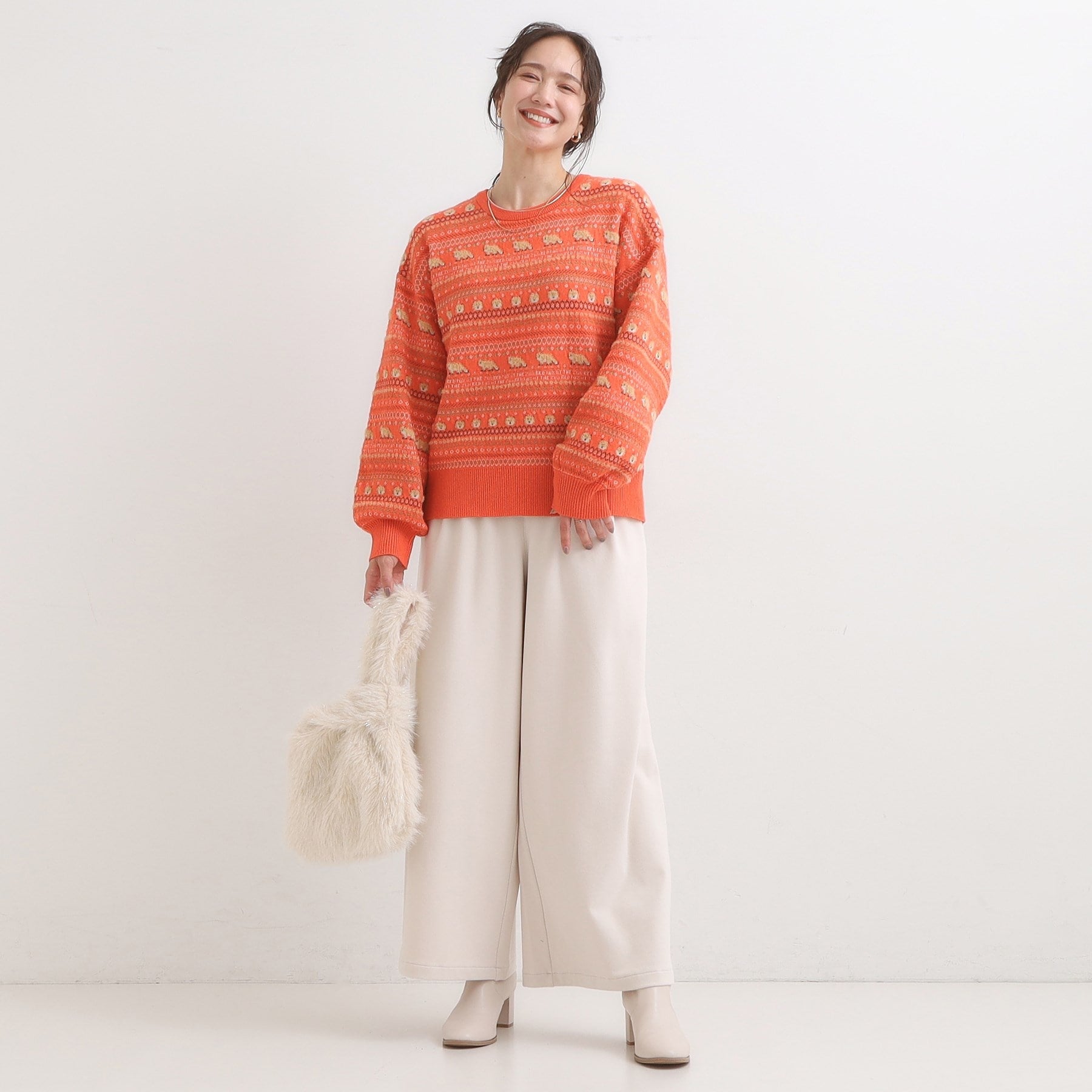 キューティーブロンド Cutie Blonde 【旭山動物園応援商品】ノルディック柄 モールニット （ブルー(492)） ブルー(492)