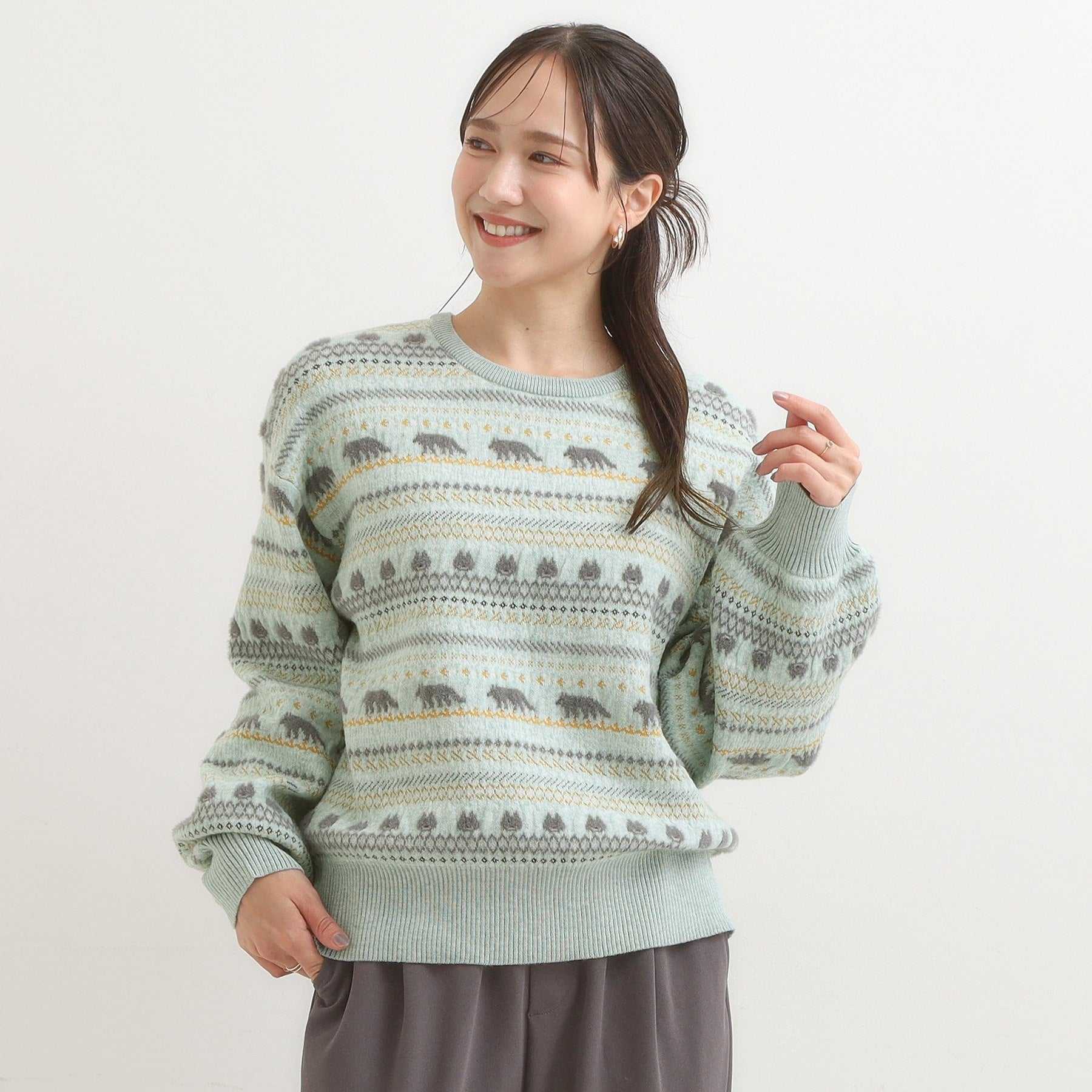 キューティーブロンド Cutie Blonde 【旭山動物園応援商品】ノルディック柄 モールニット （ブルー(492)） ブルー(492)