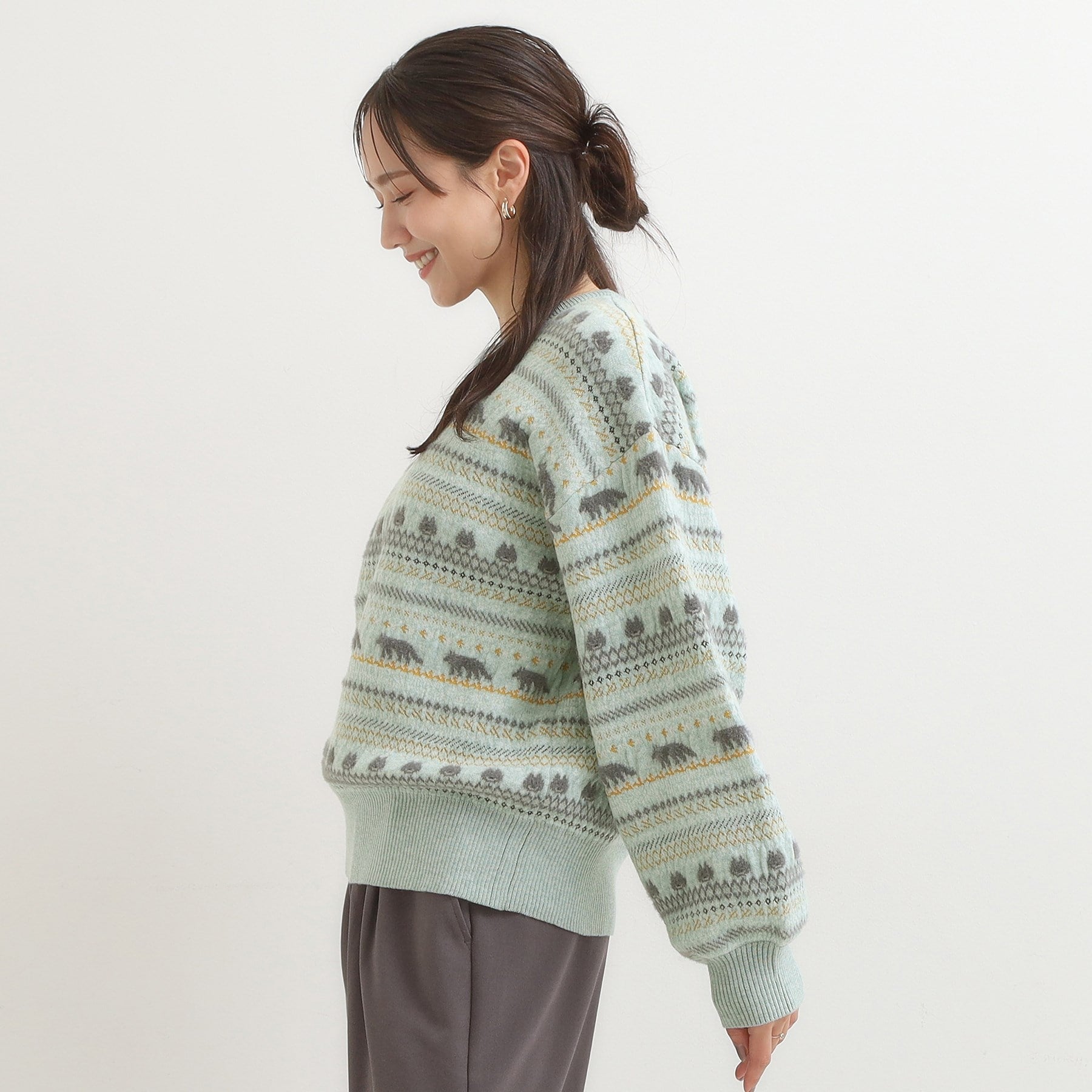 キューティーブロンド Cutie Blonde 【旭山動物園応援商品】ノルディック柄 モールニット （ブルー(492)） ブルー(492)