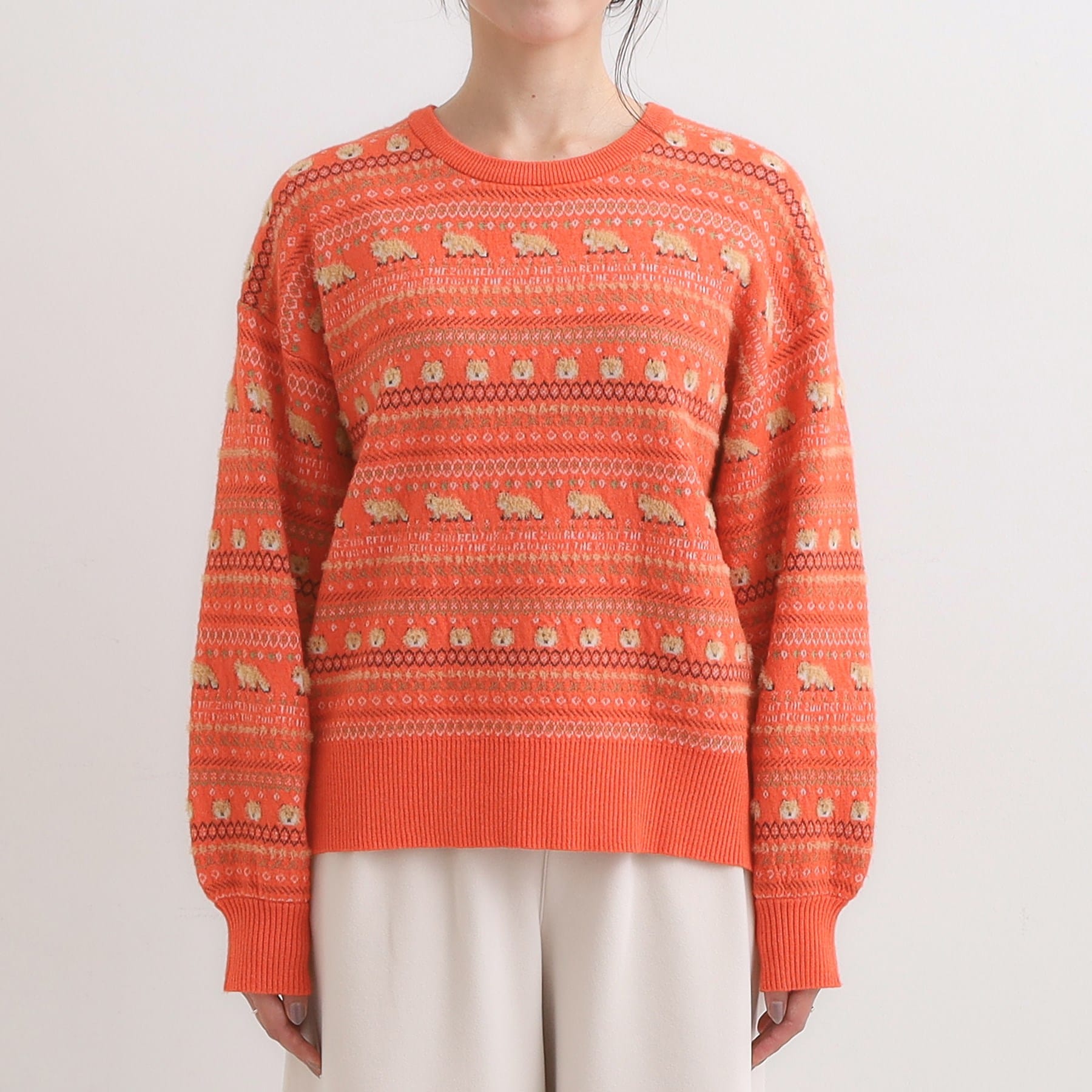 キューティーブロンド Cutie Blonde 【旭山動物園応援商品】ノルディック柄 モールニット （オレンジ(467)） オレンジ(467)