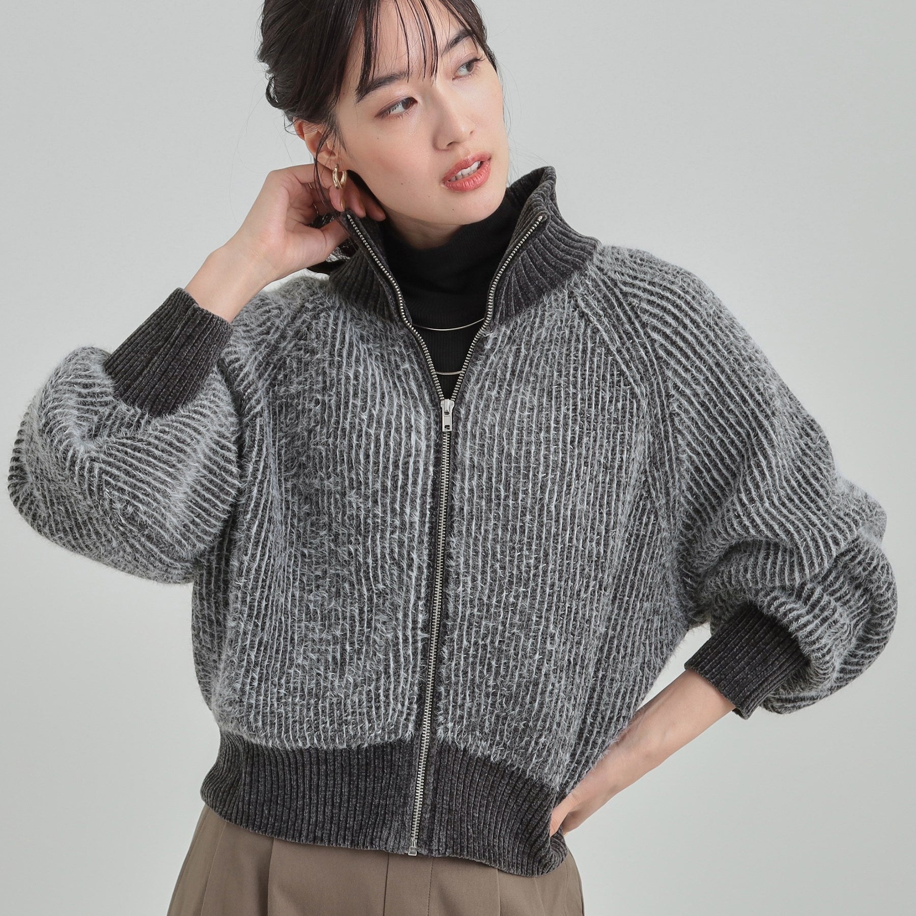 キューティーブロンド Cutie Blonde フェザーストライプモールブルゾン （チャコールグレー(314)） チャコールグレー(314)